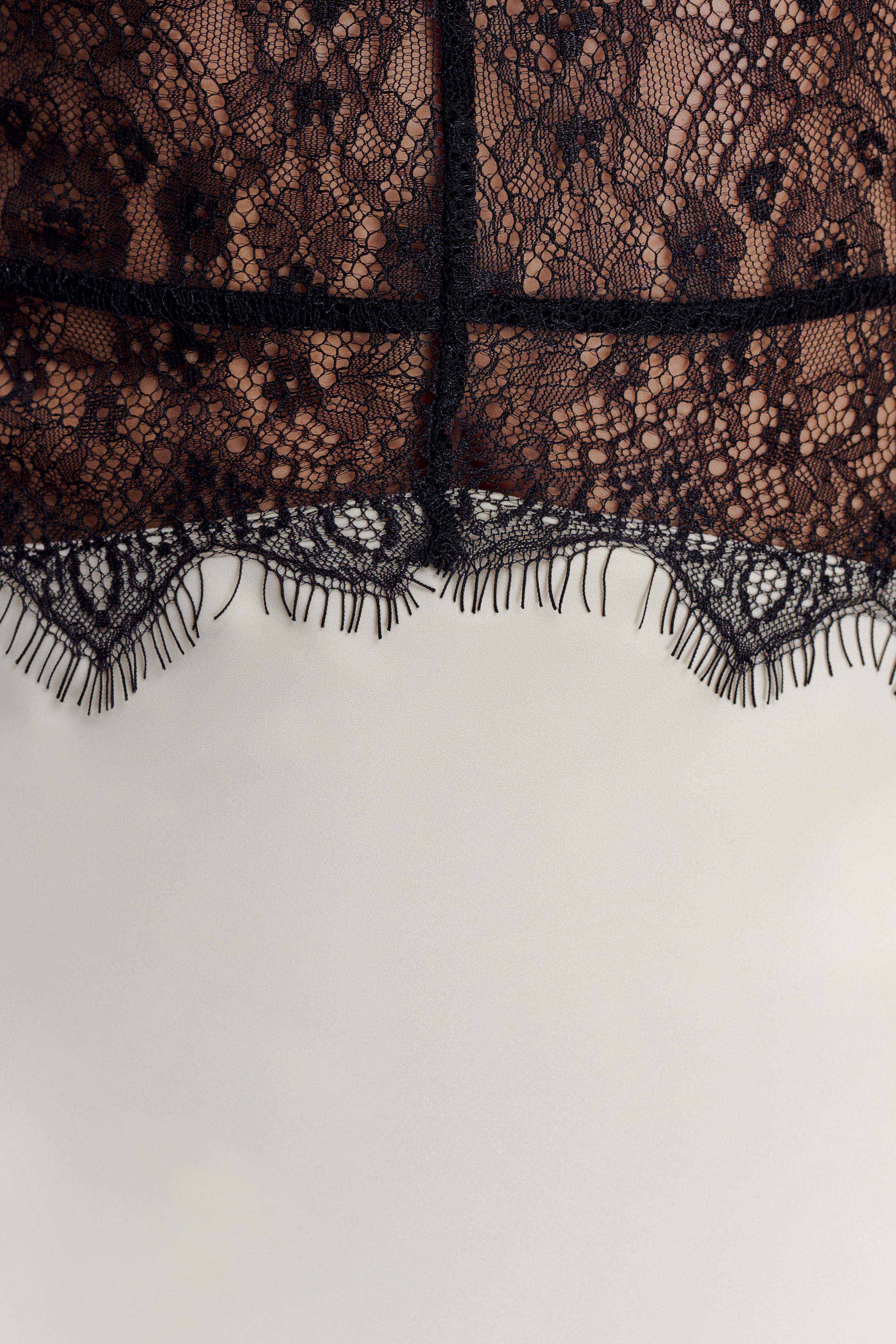Dinah Lace And Satin Mini Dress - Black/Ivory - Image 5