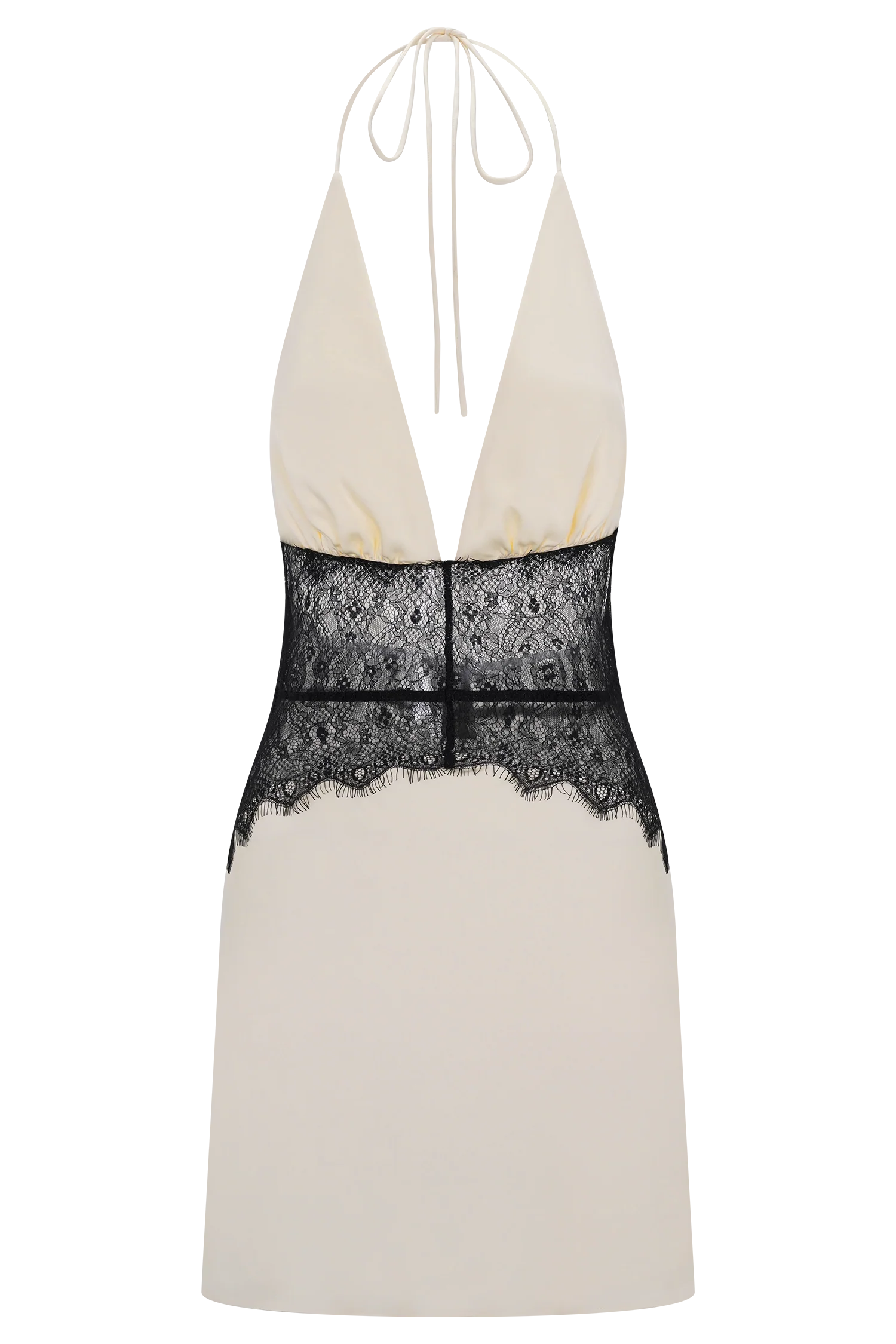 Dinah Lace And Satin Mini Dress - Black/Ivory - Image 7