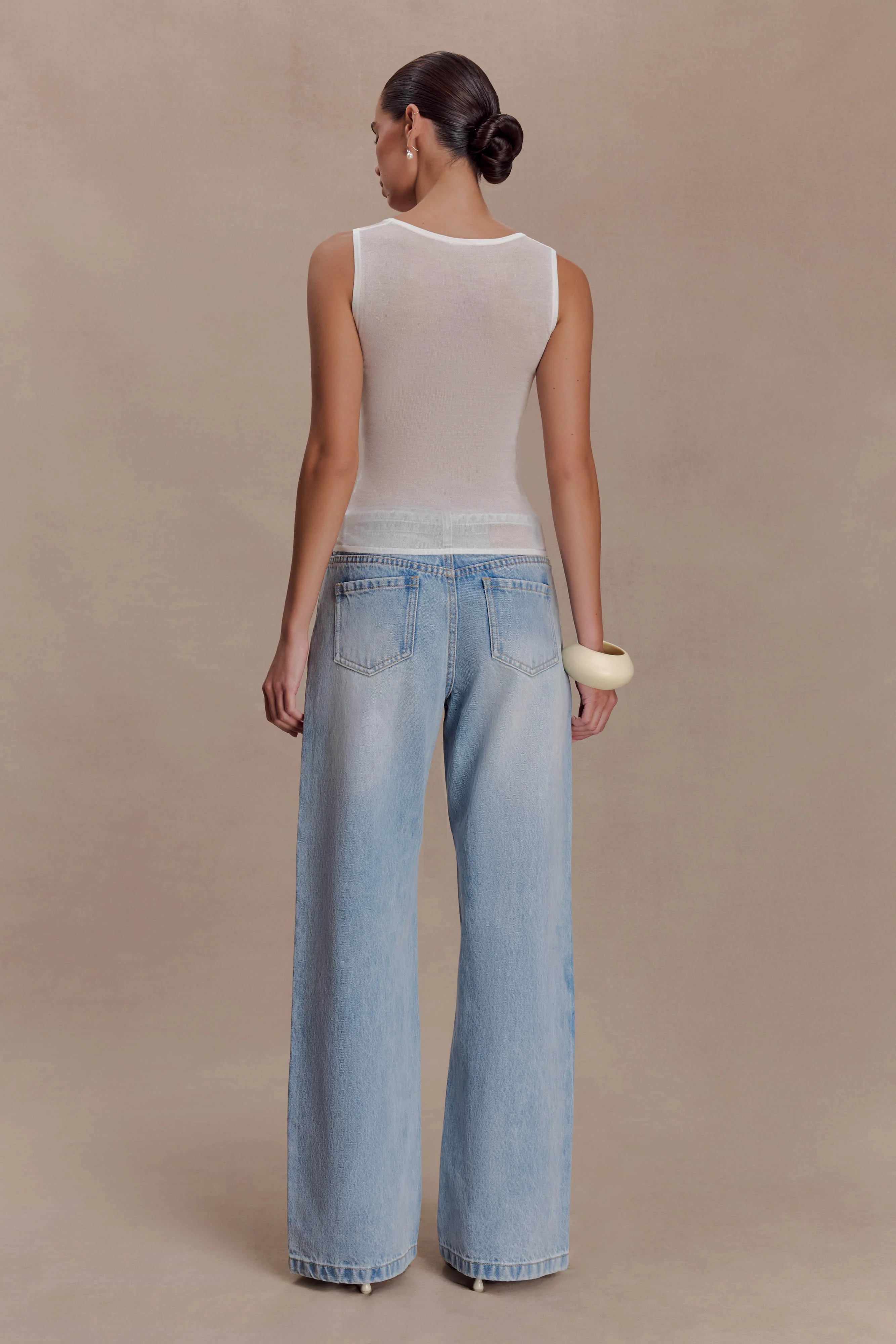 Dollie Sheer Knit Tank Top - Ivory - Image 2