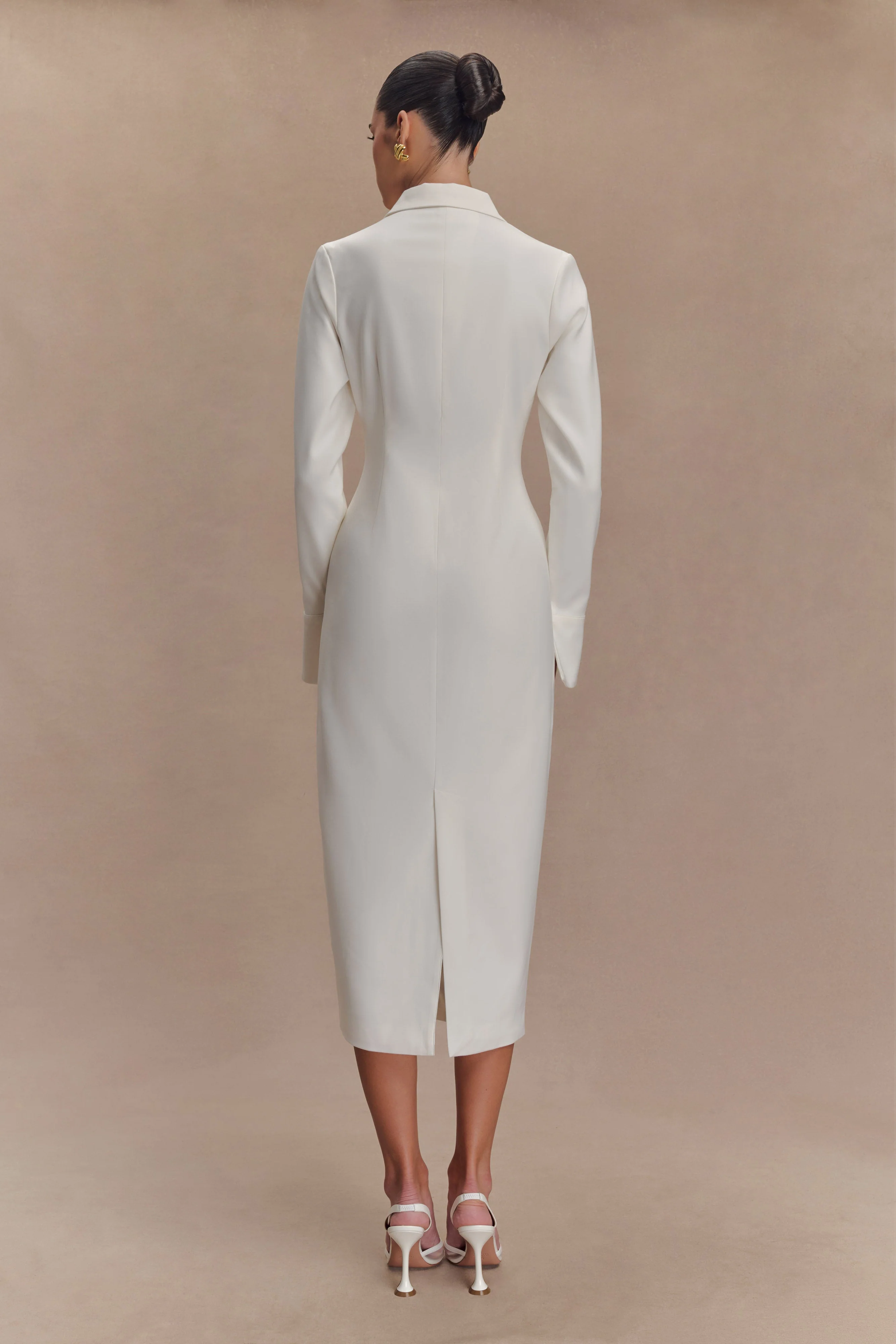 Dorian Fitted Shirt Midi Dress - White - Image 3