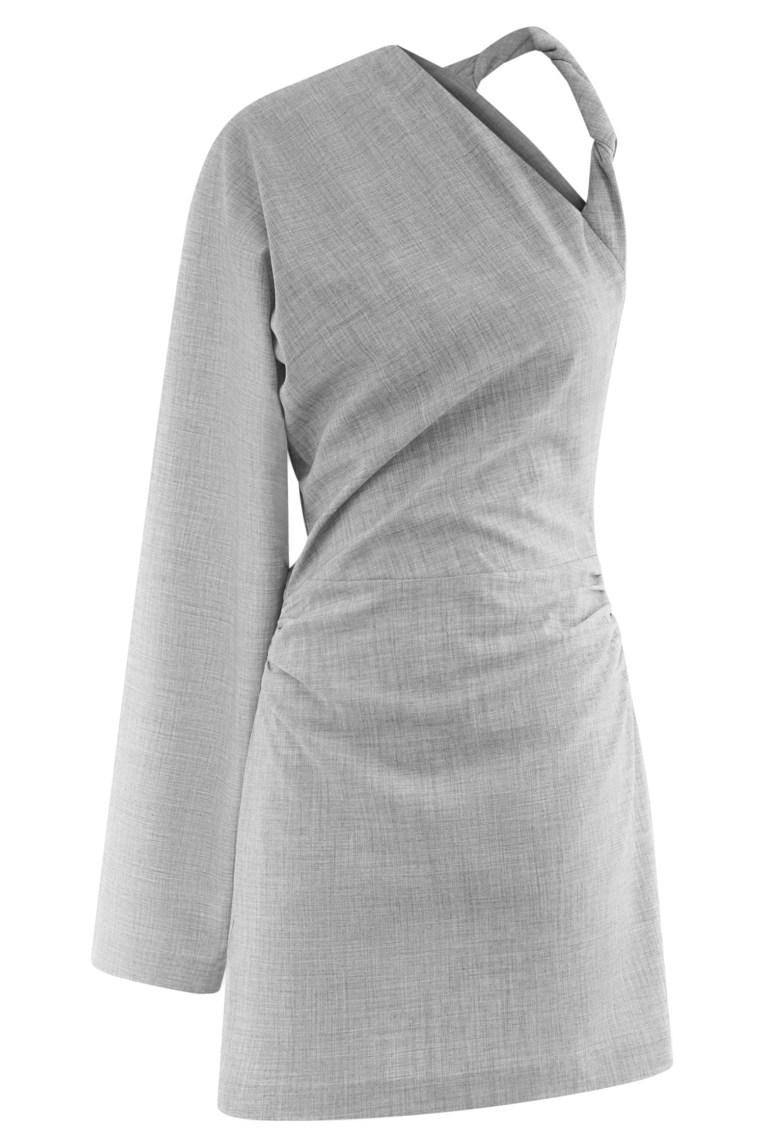 Dorian Twist Shoulder Mini Dress - Charcoal Marle - Image 9