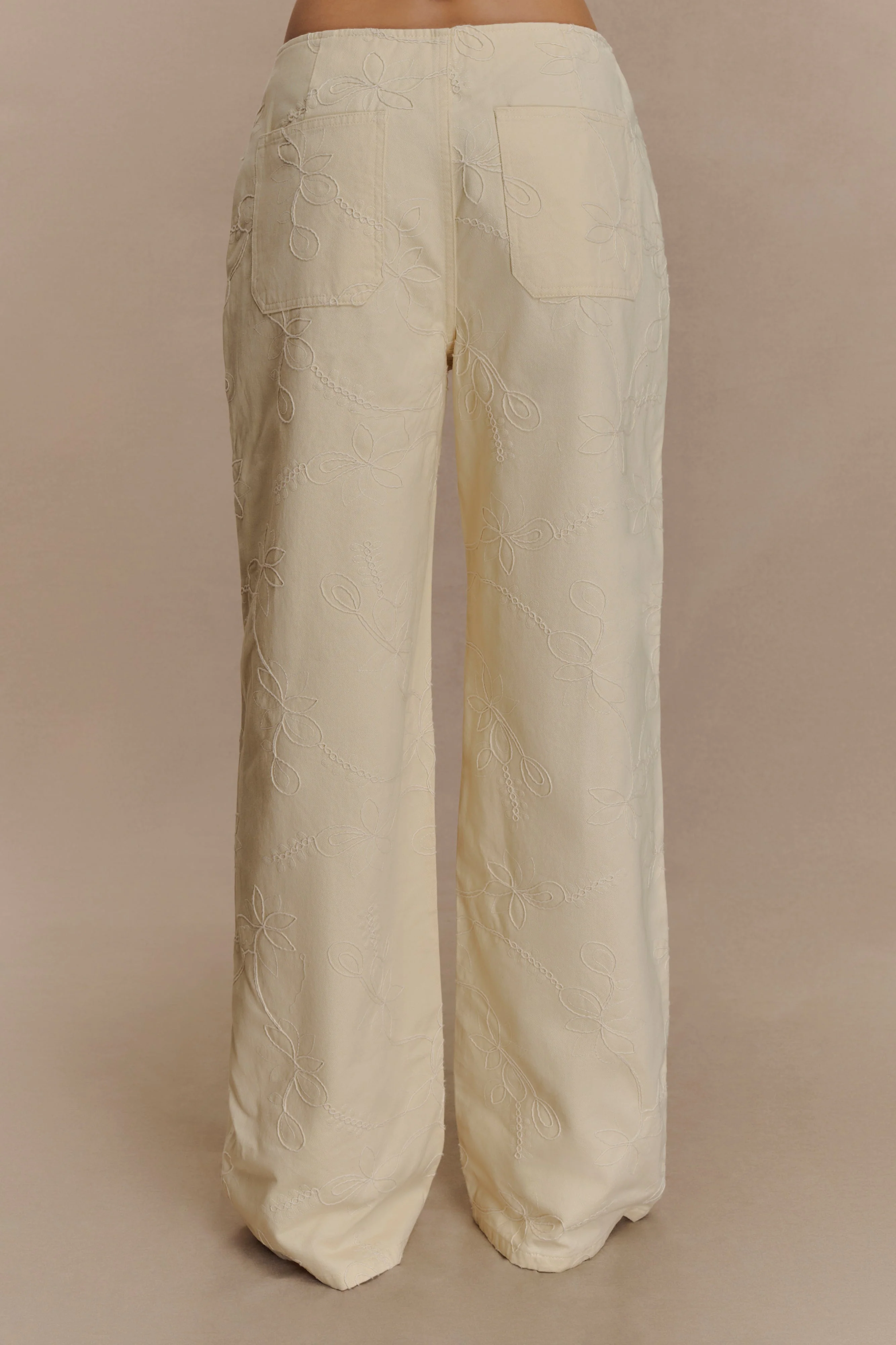 Ebony Embroidered Denim Jeans - Cream - Image 2