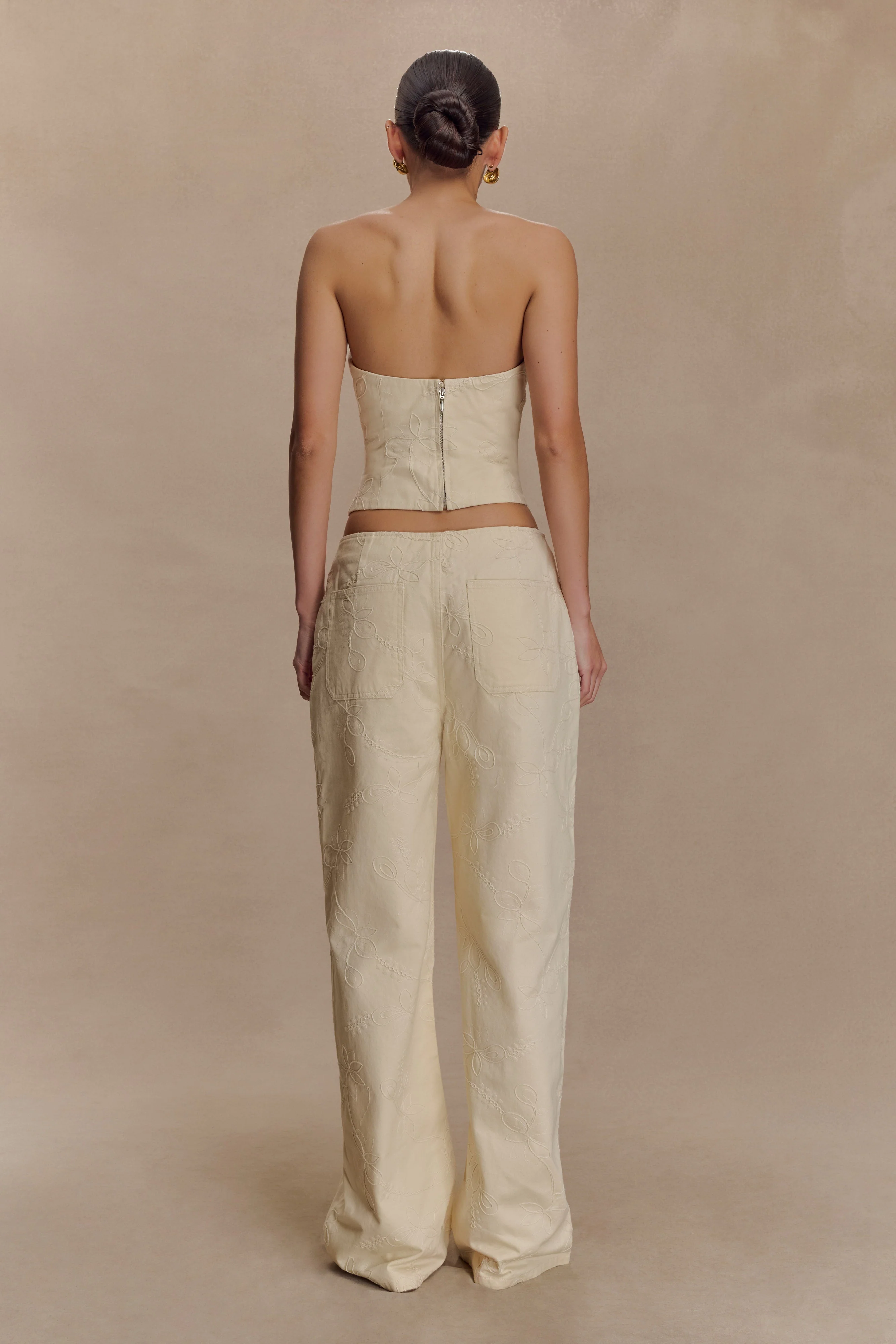 Ebony Embroidered Denim Jeans - Cream - Image 5