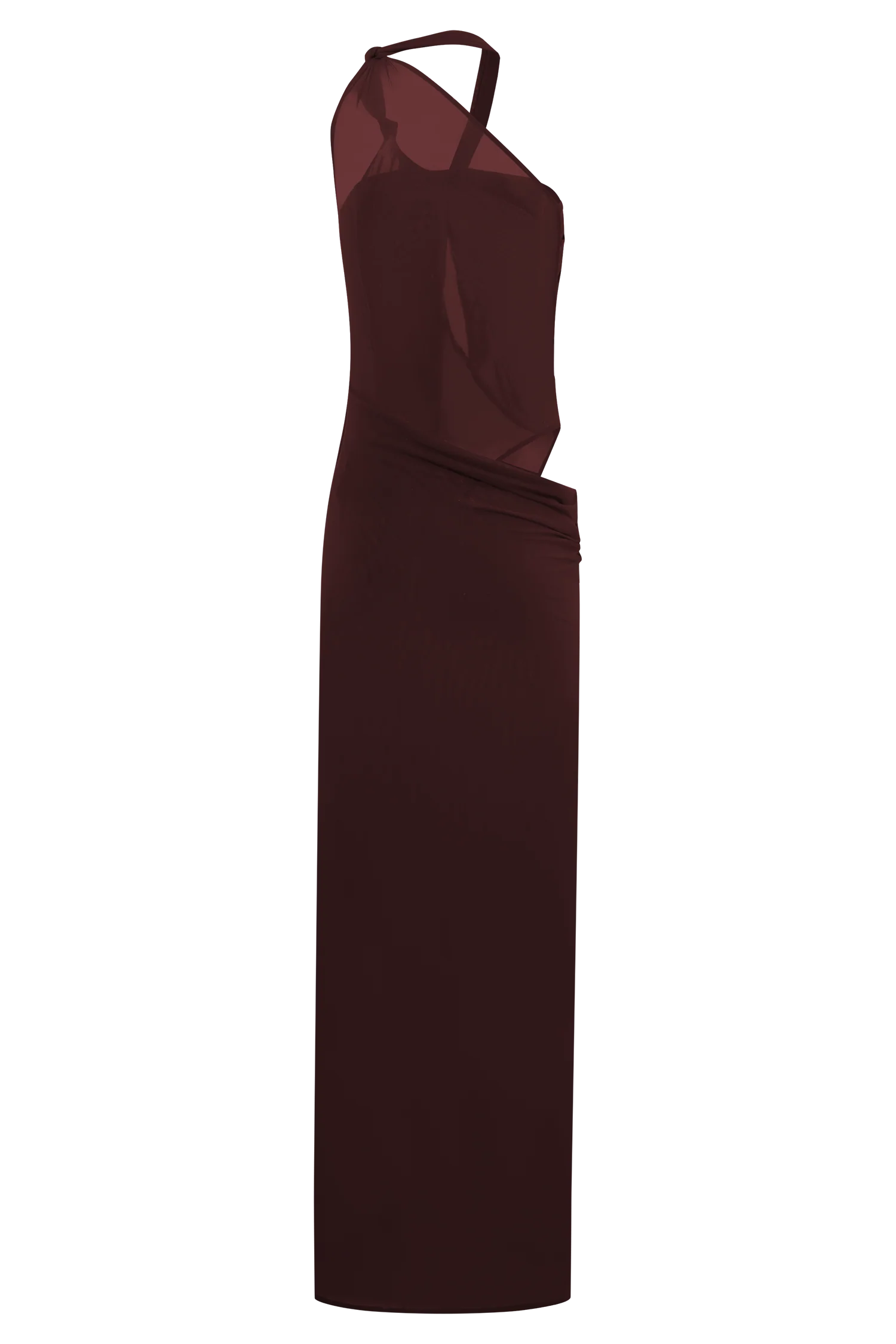 Edwina Knotted Mesh Maxi Dress - Mahogany - Image 6