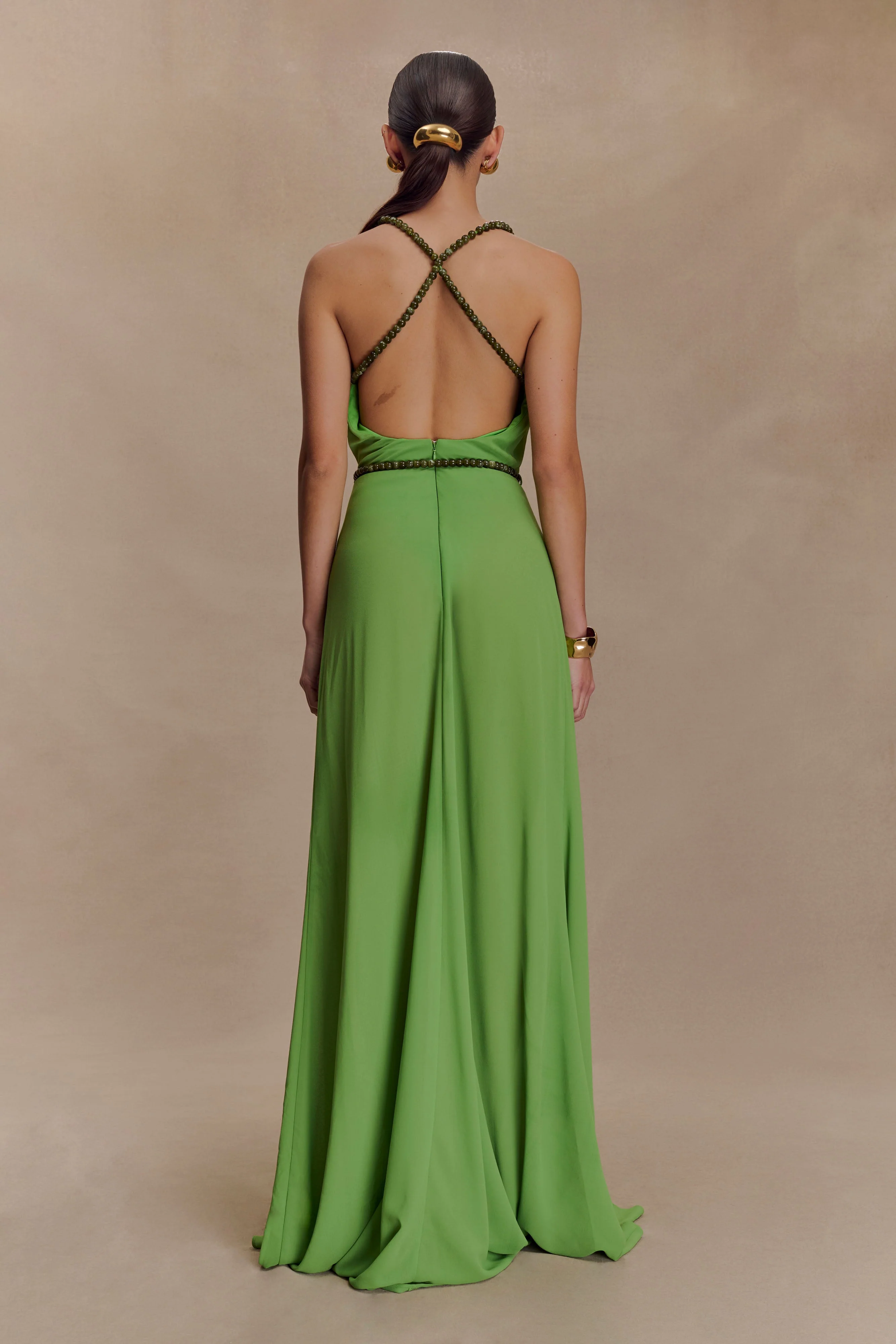 Elaine Chiffon Beaded Maxi Dress - Green - Image 2
