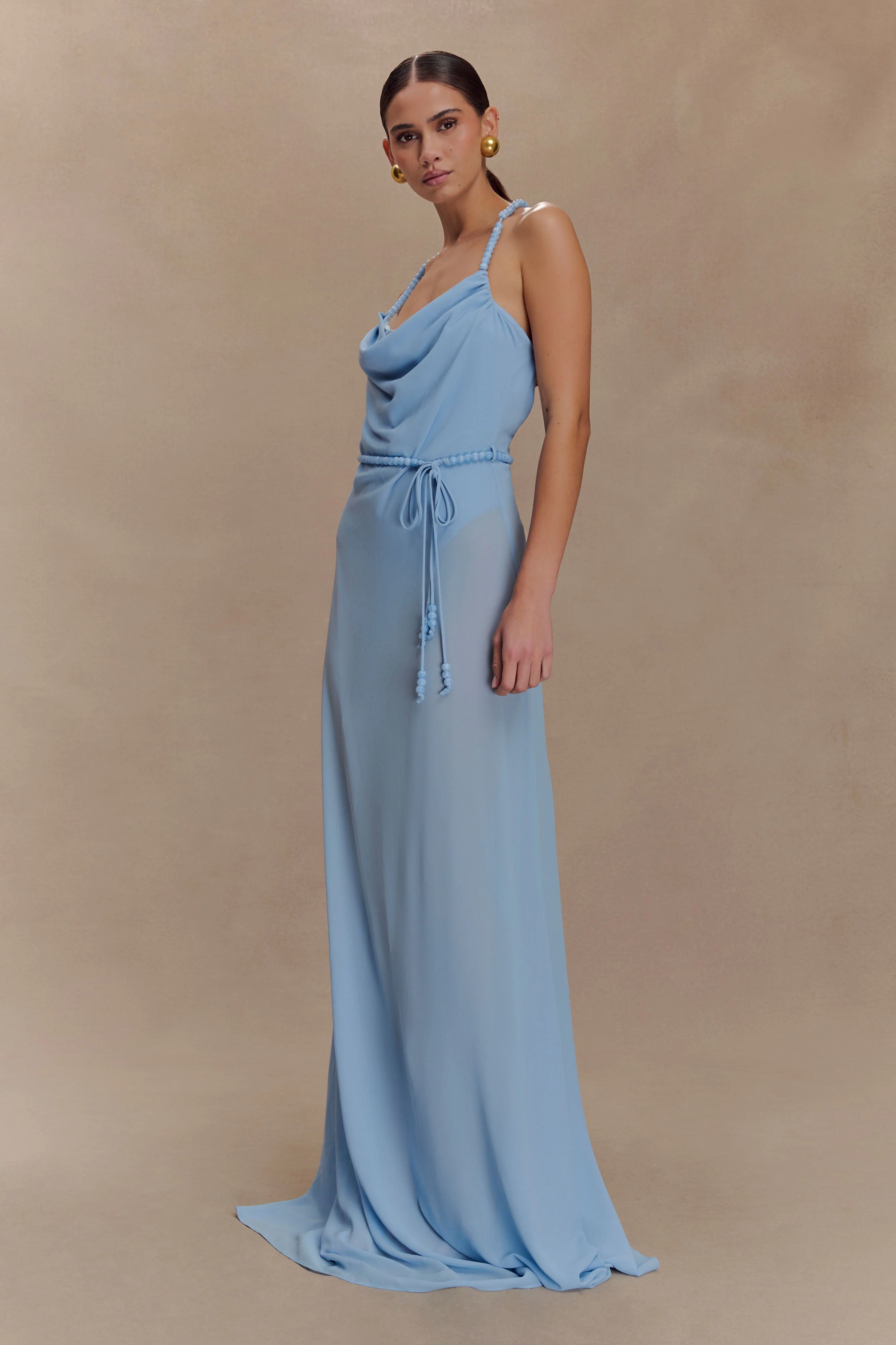 Elaine Chiffon Beaded Maxi Dress - Sky Blue - Image 6