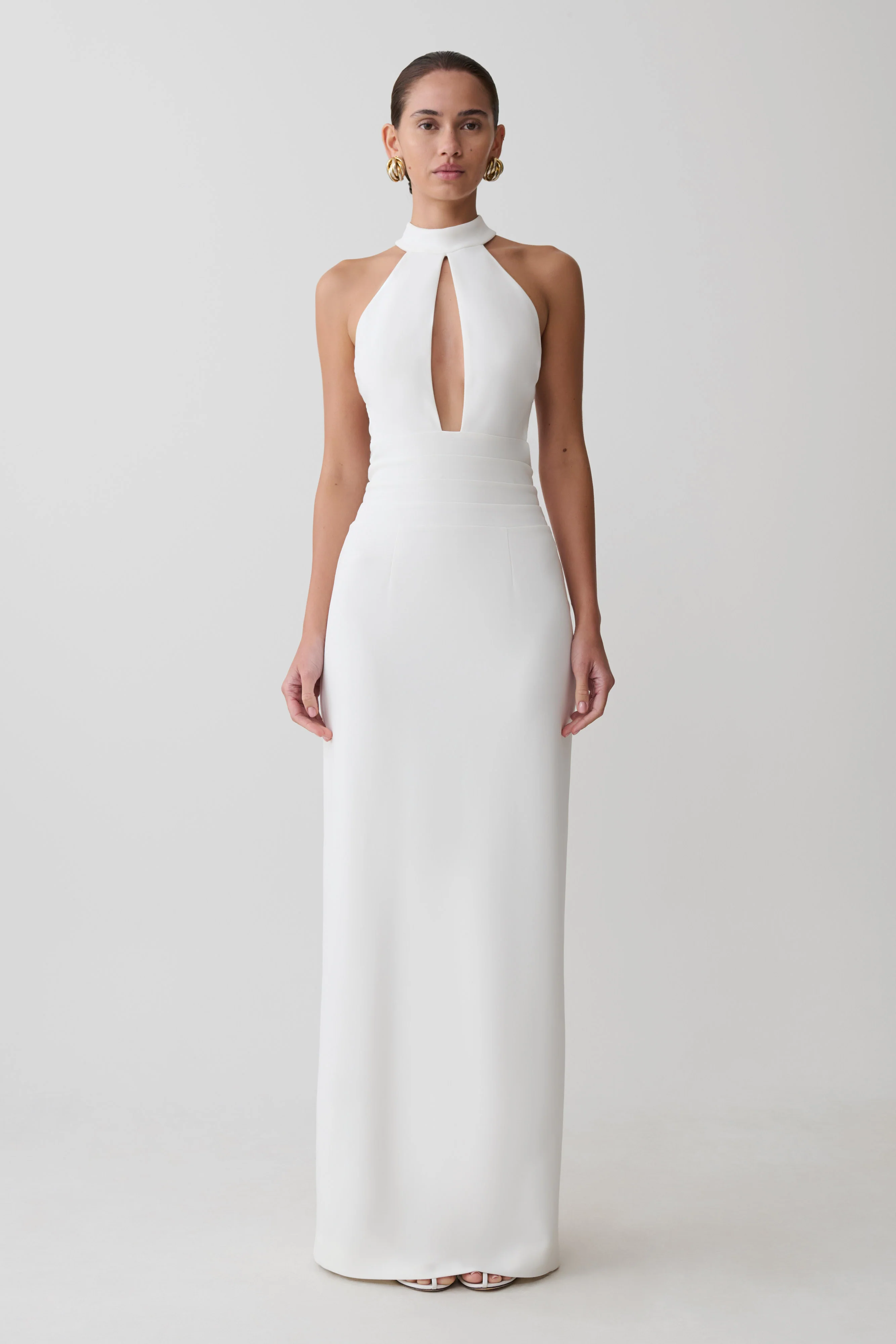 Elan Stretch Crepe Maxi Dress - White - Image 5