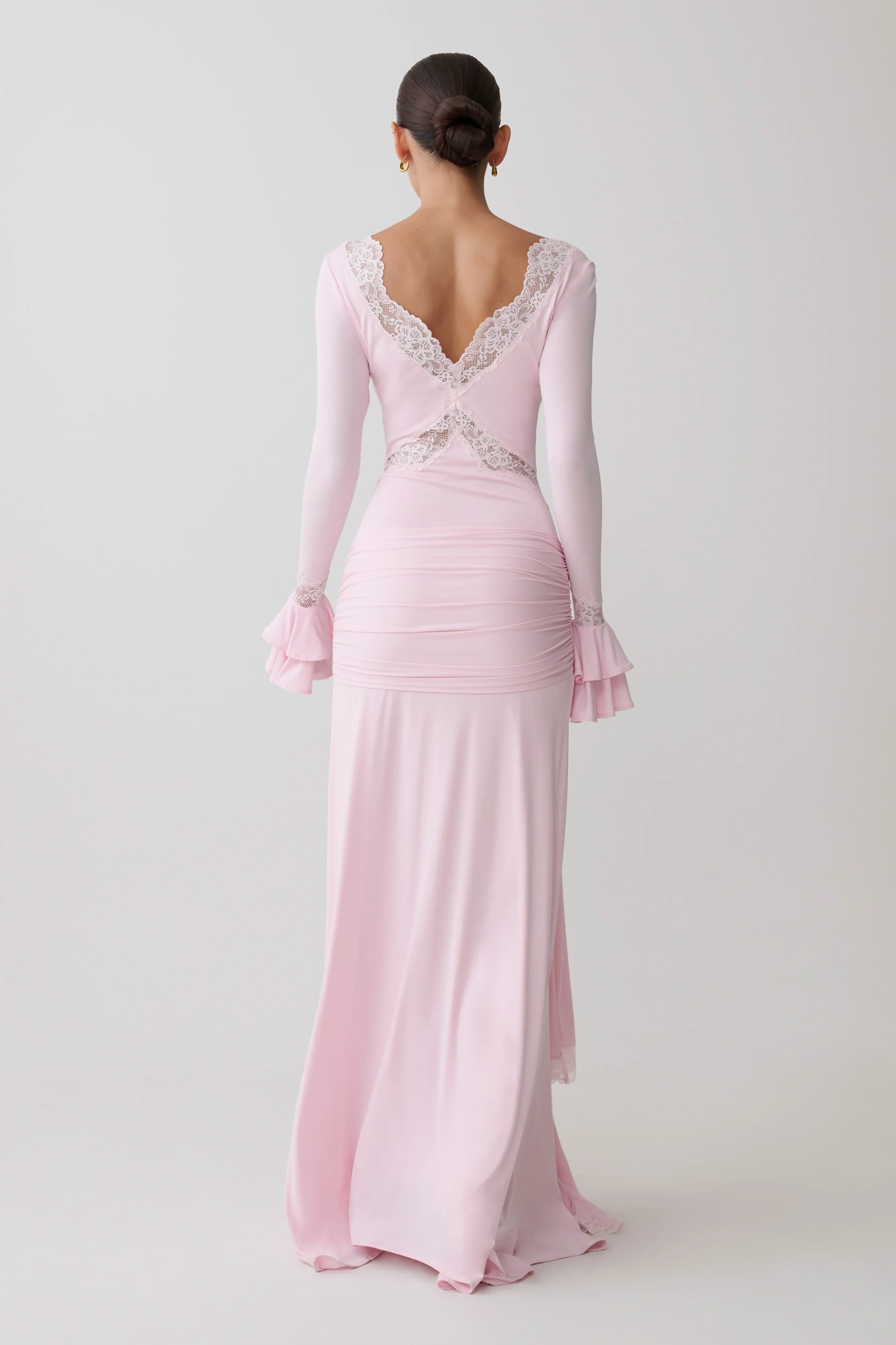 Electra Slinky Lace Maxi Dress - Ballet Pink - Image 2