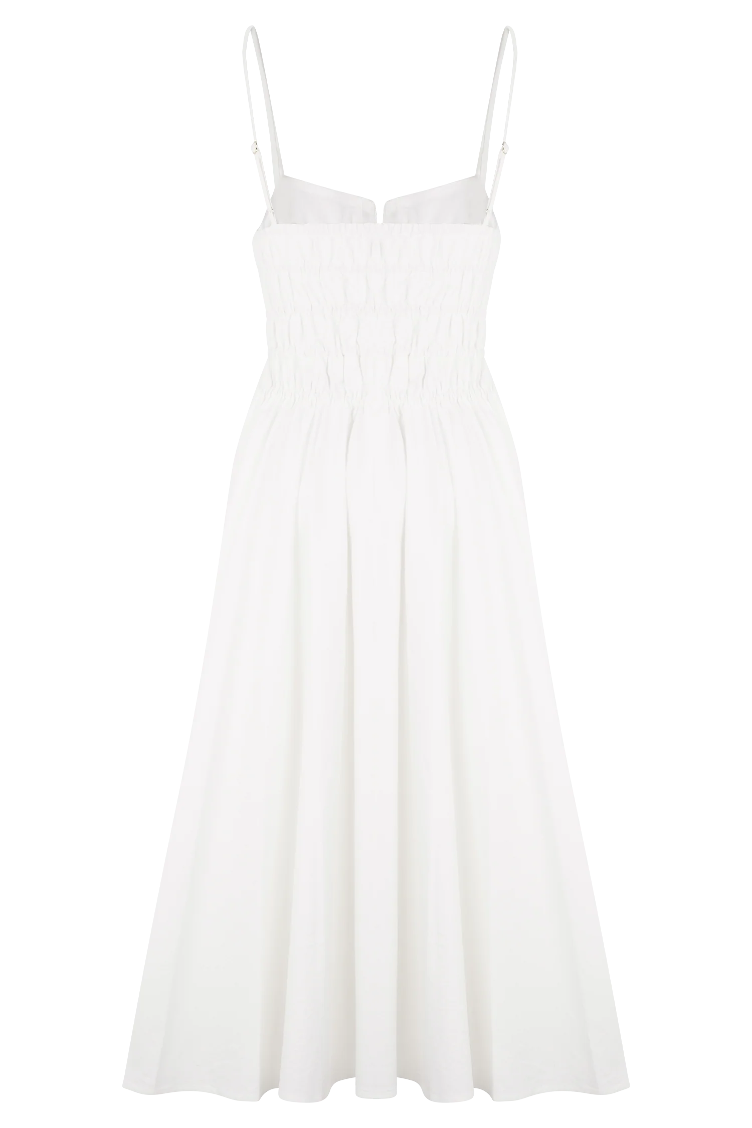Elias Shirred Cotton Midi Dress - White - Image 7