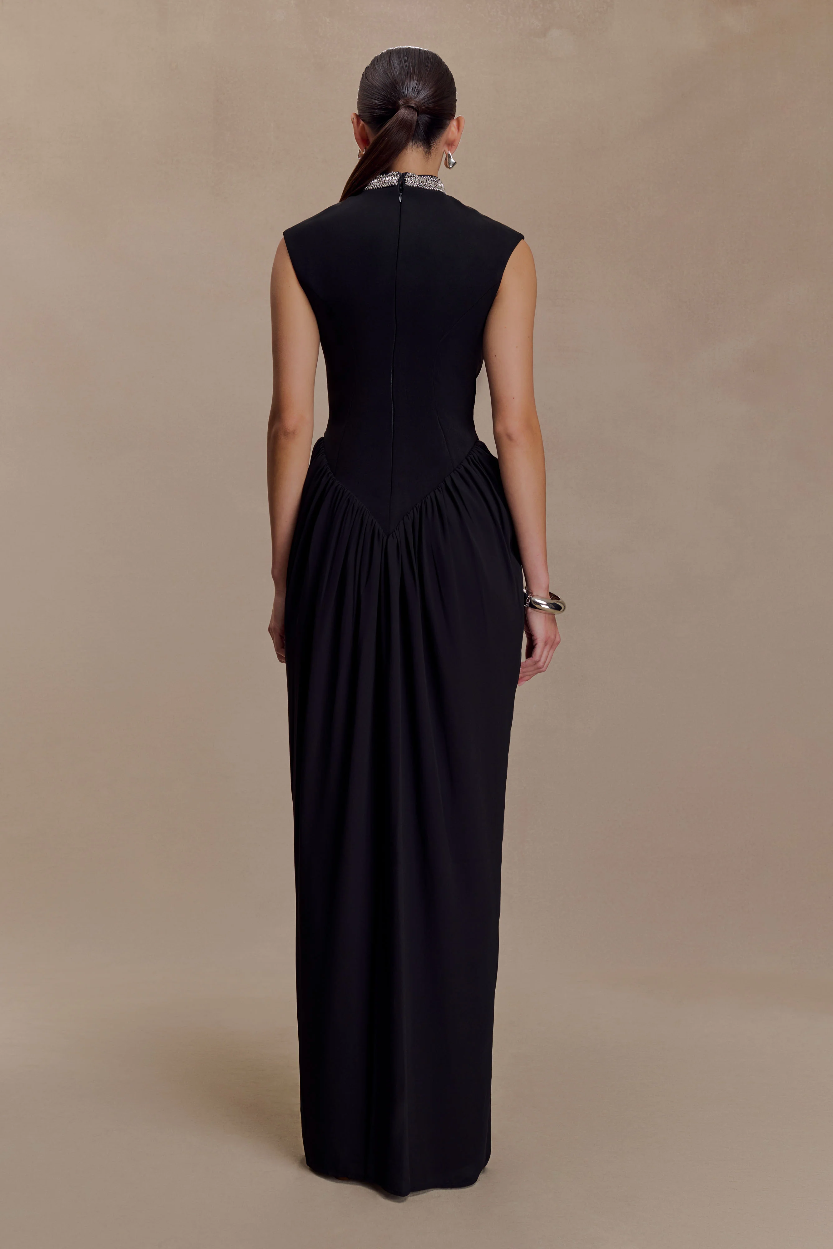 Elisa Diamante Neck Maxi Dress - Black - Image 5