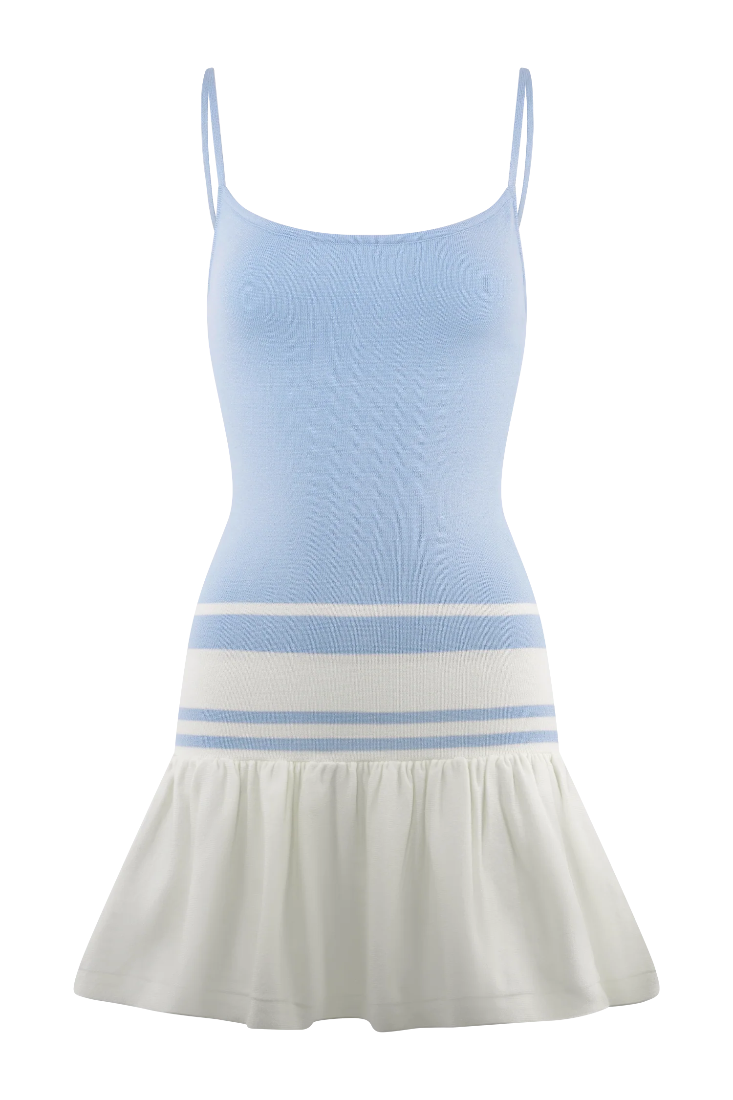 Ellison Contrast Knit Mini Dress - Blue/White - Image 7