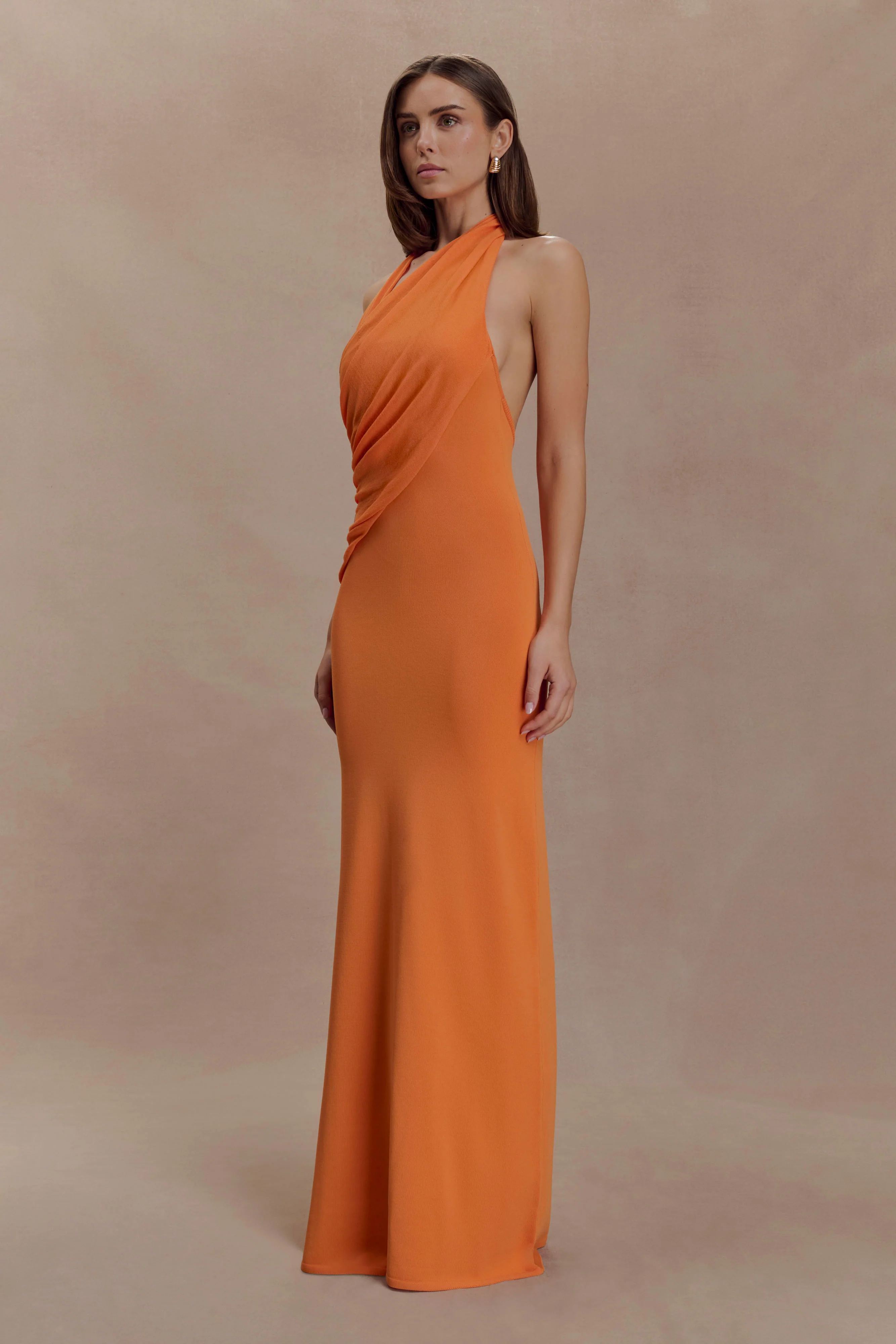 Elma Halter Knit Maxi Dress - Orange - Image 3
