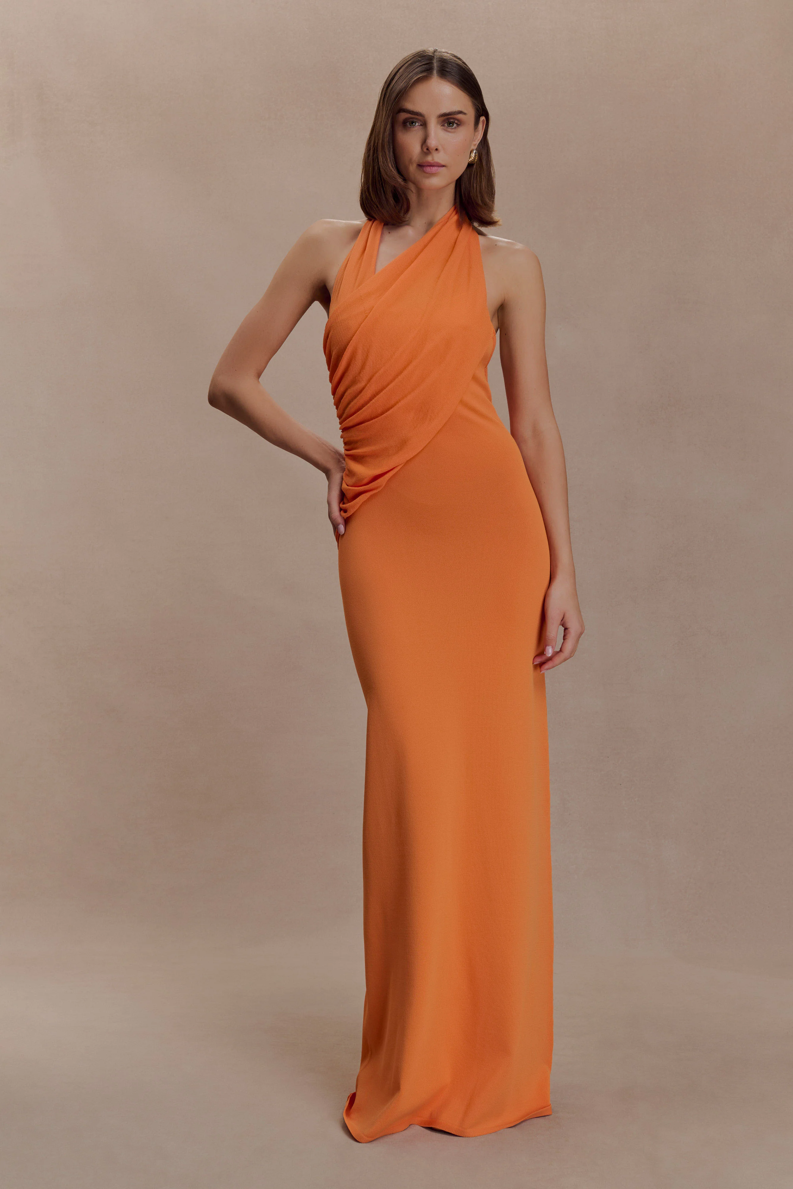 Elma Halter Knit Maxi Dress - Orange - Image 4