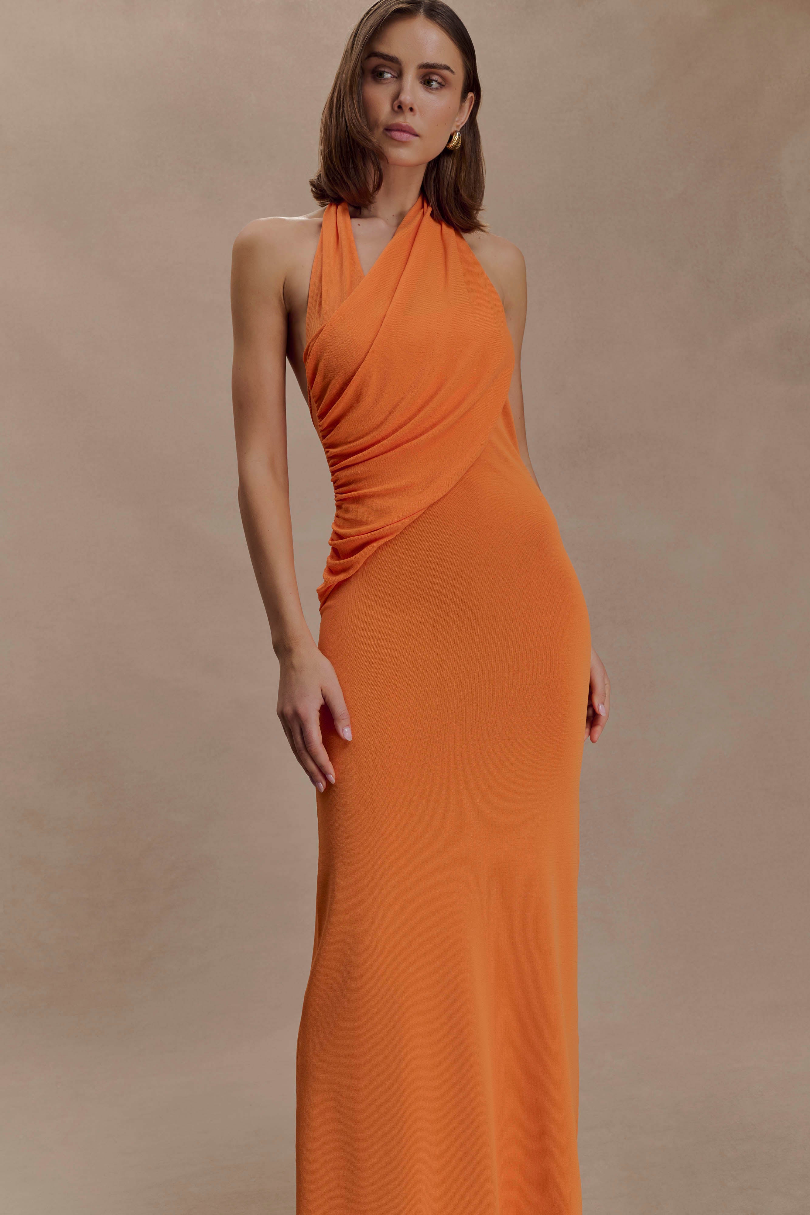 Elma Halter Knit Maxi Dress - Orange - Image 6