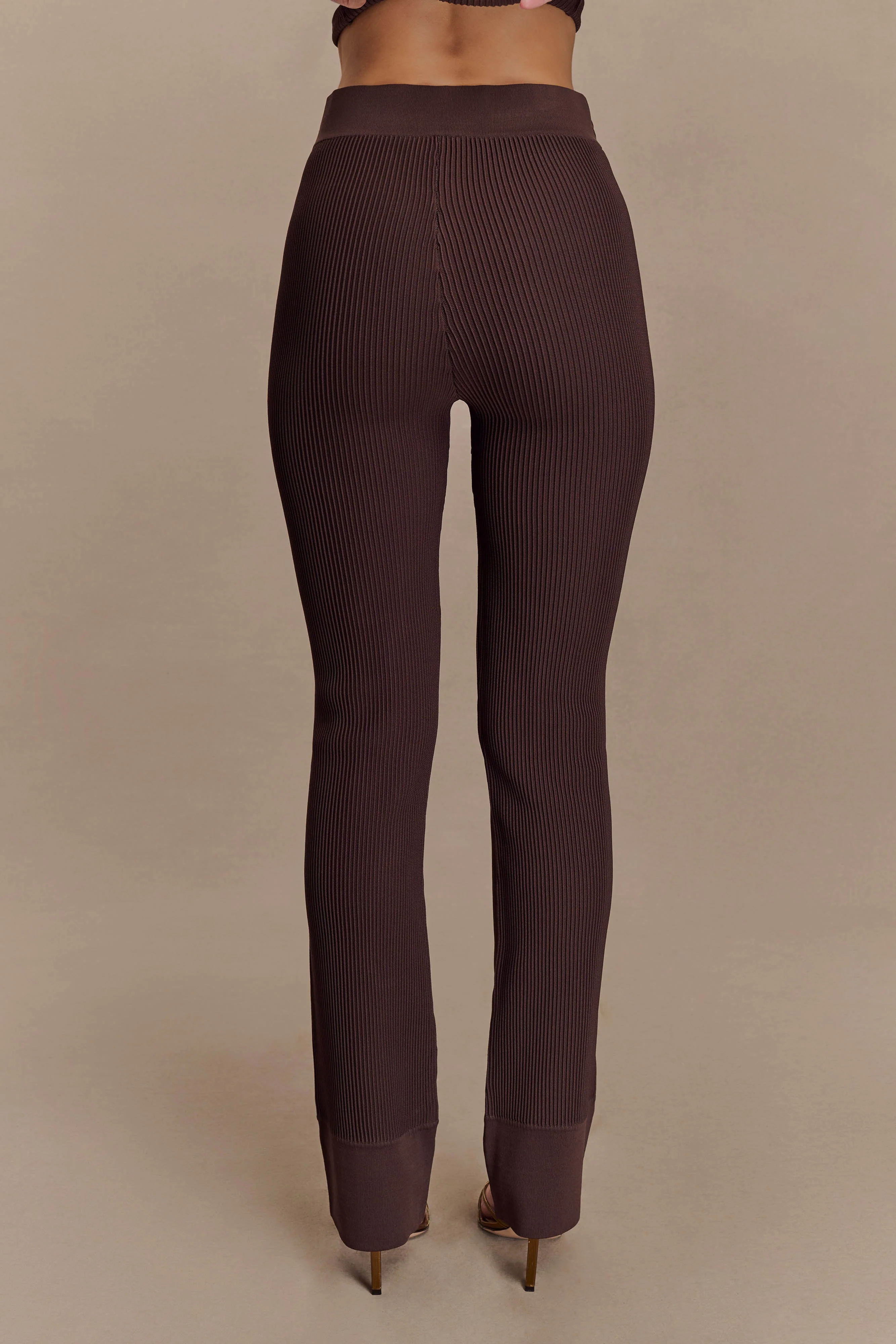Elodie Ribbed Knit Pants - Chocolate - Image 5