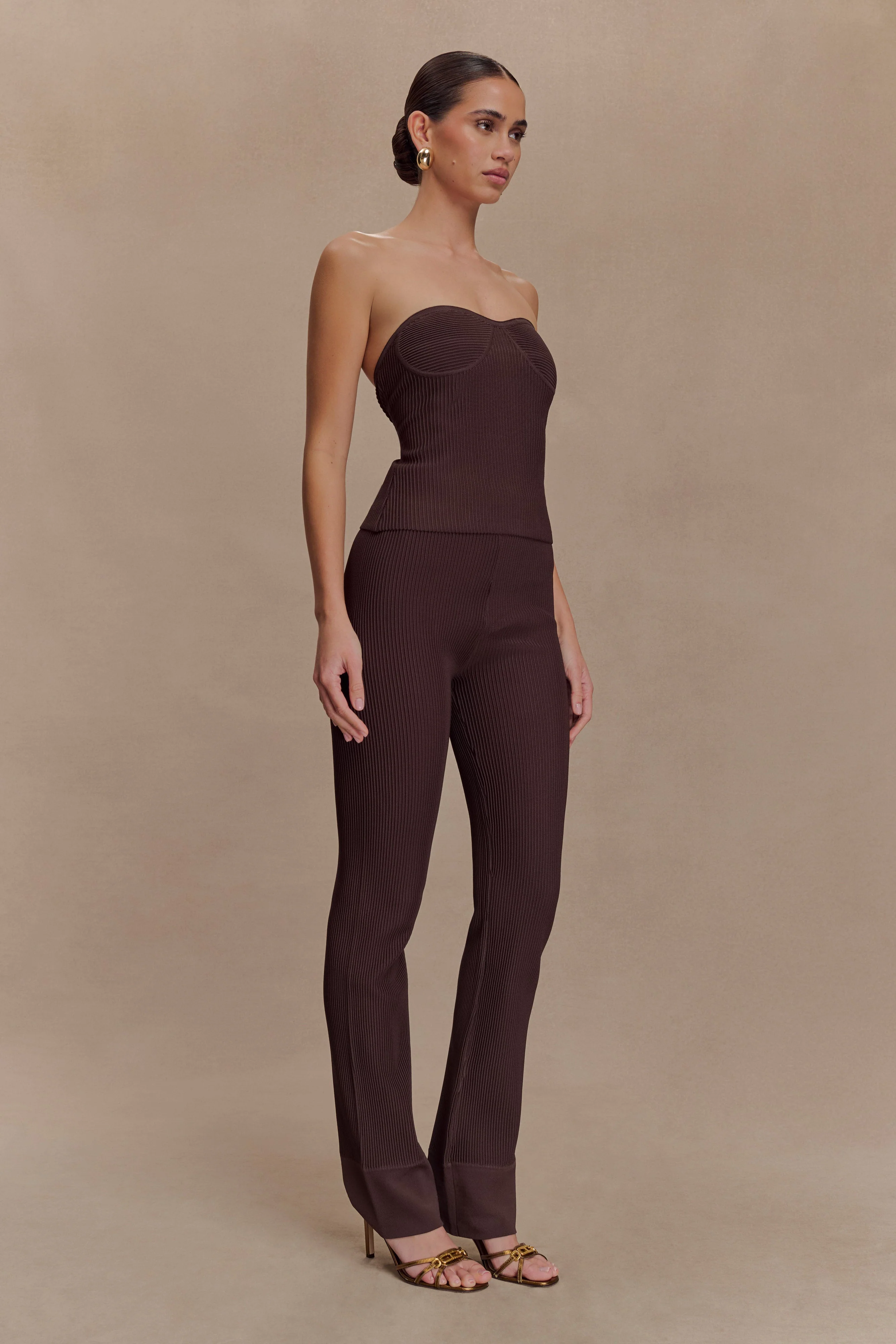 Elodie Strapless Cupped Knit Top - Chocolate - Image 4