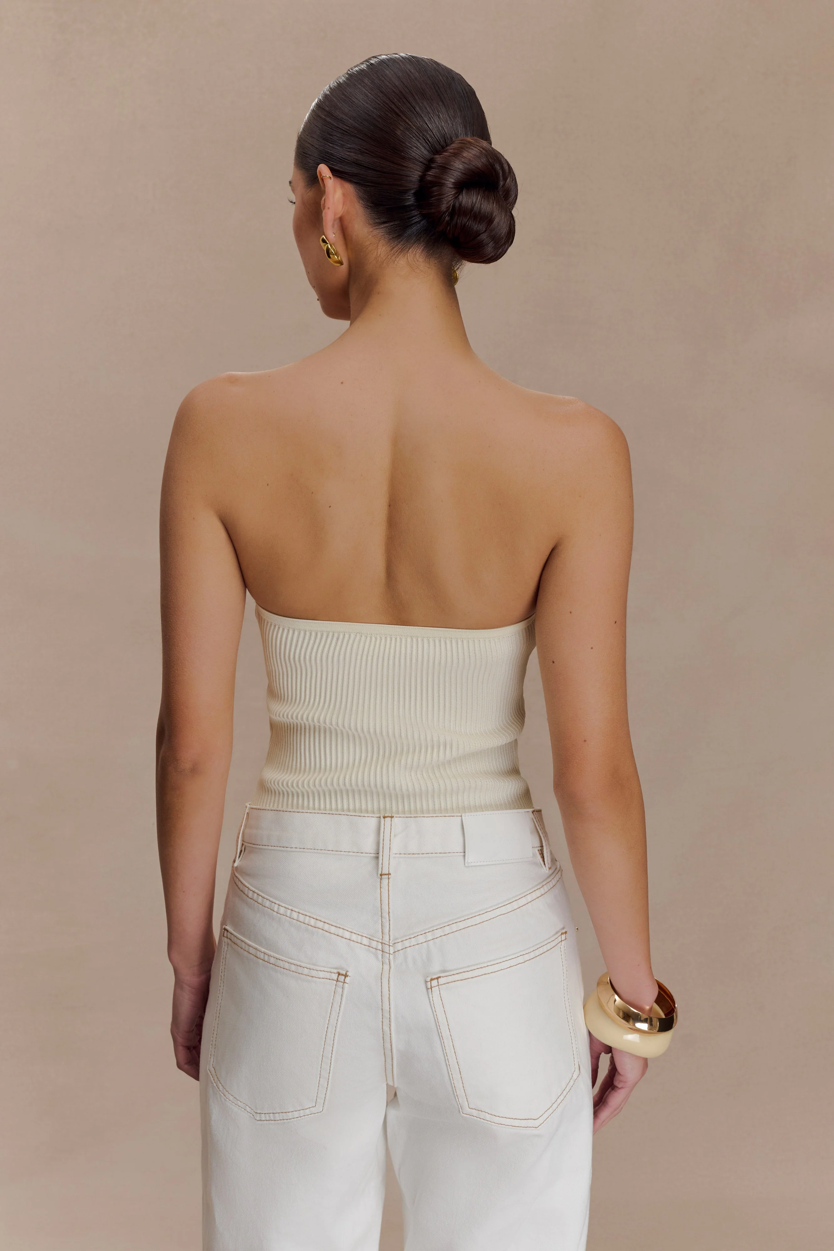 Elodie Strapless Cupped Knit Top - Ivory - Image 2