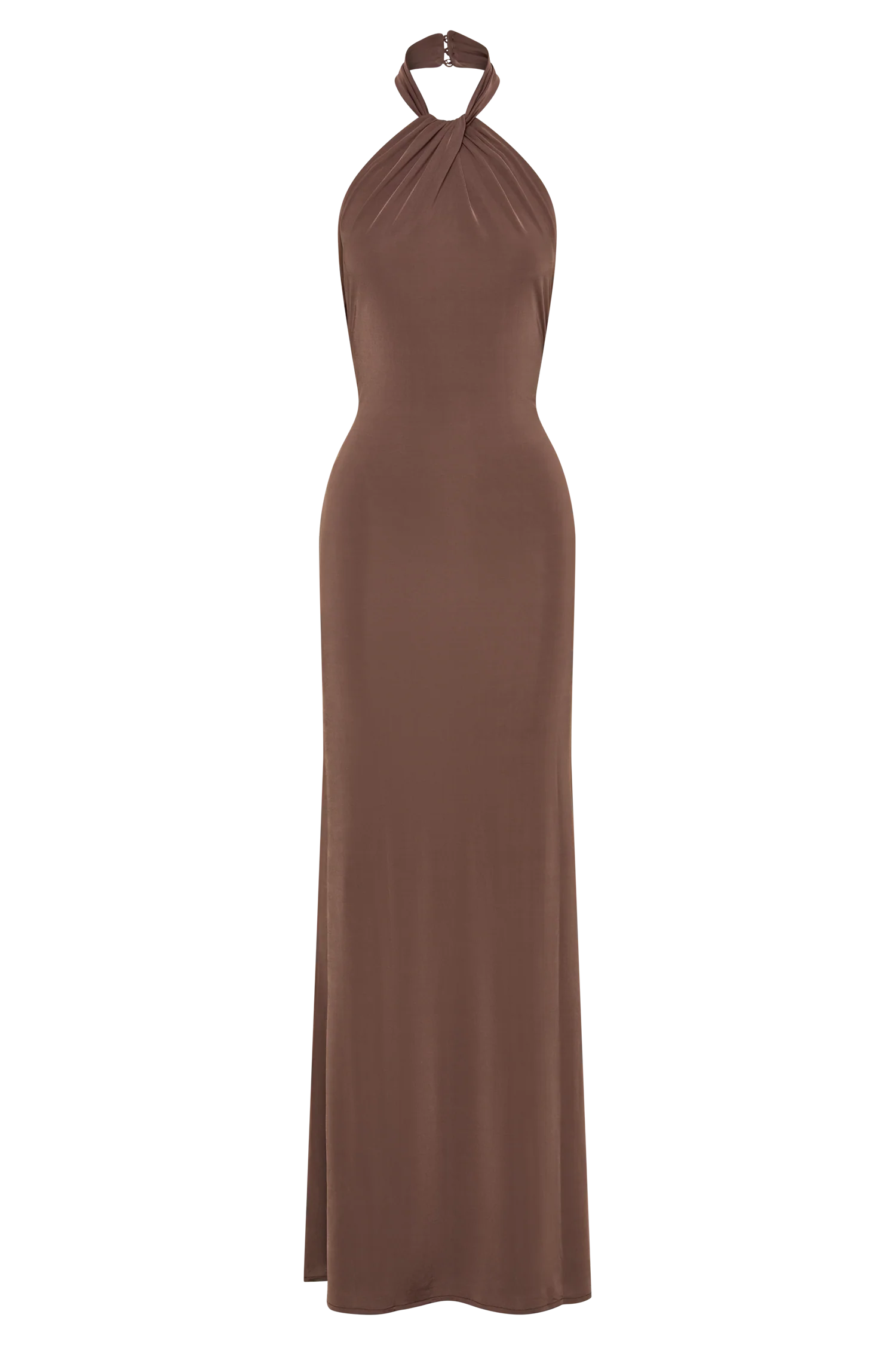 Elyna Slinky Halter Maxi Dress - Chocolate - Image 7