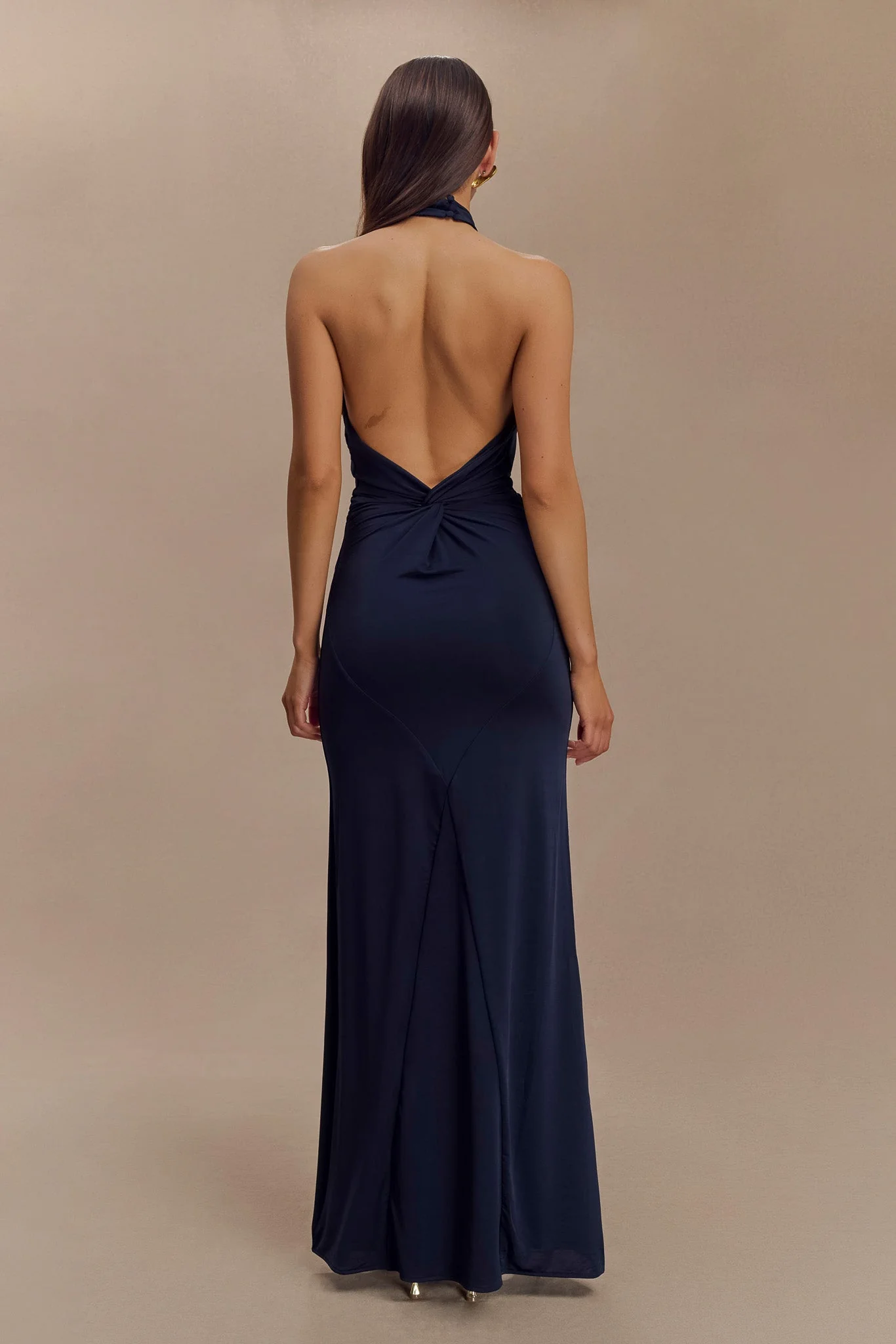Elyna Slinky Halter Maxi Dress - Navy - Image 6