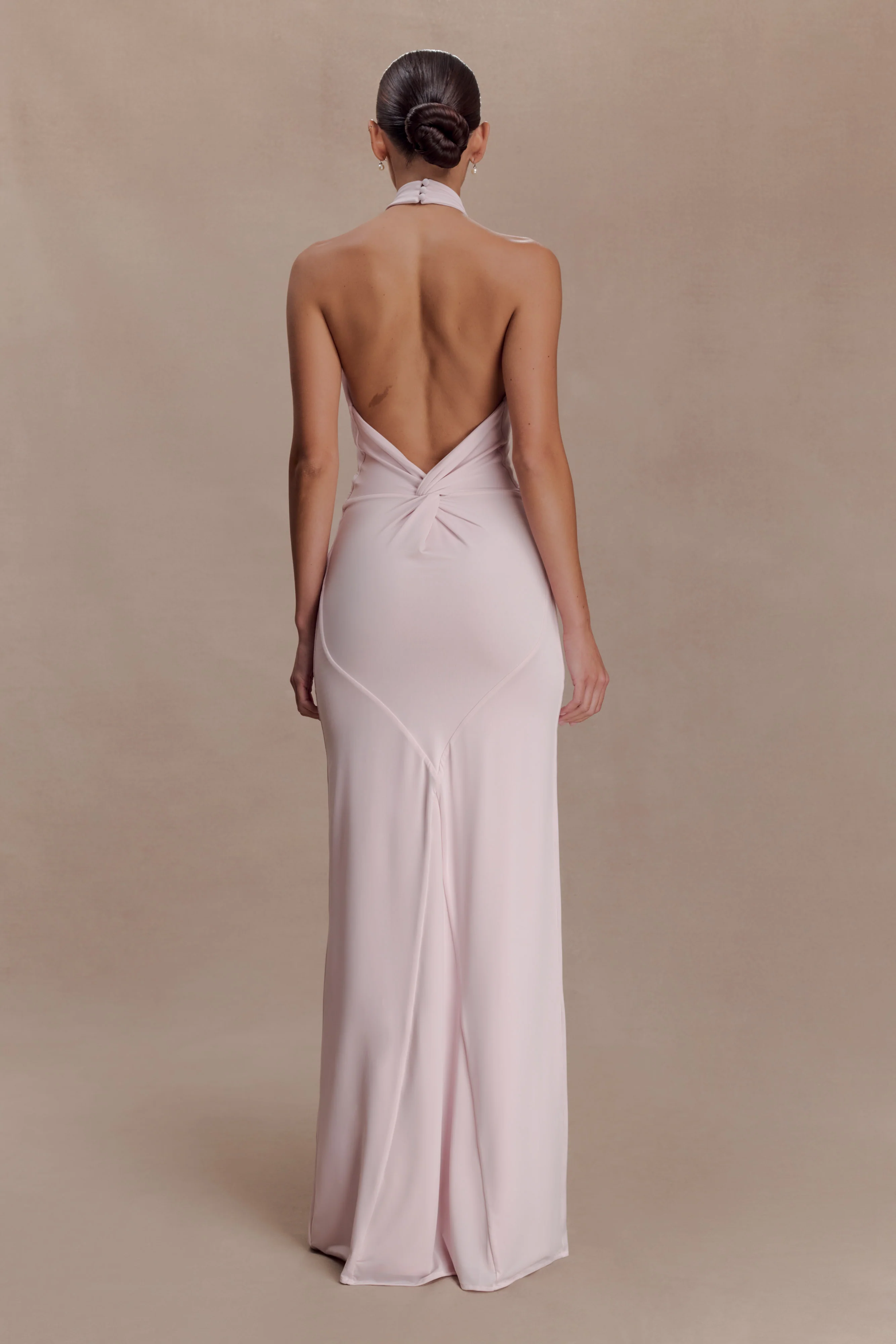 Elyna Slinky Halter Maxi Dress - Pale Pink - Image 2