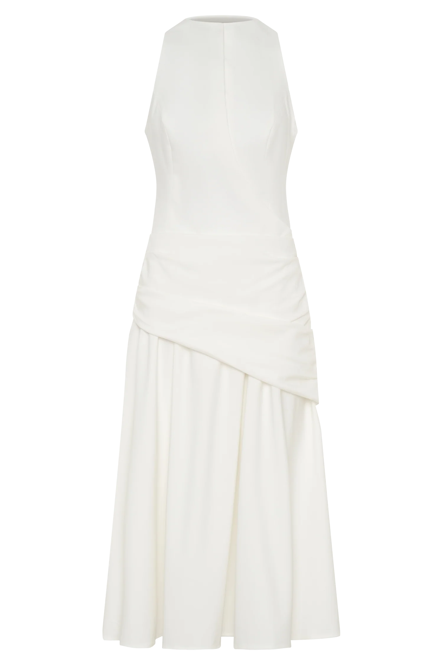 Emily Wrapped Waist Midi Dress - White - Image 7