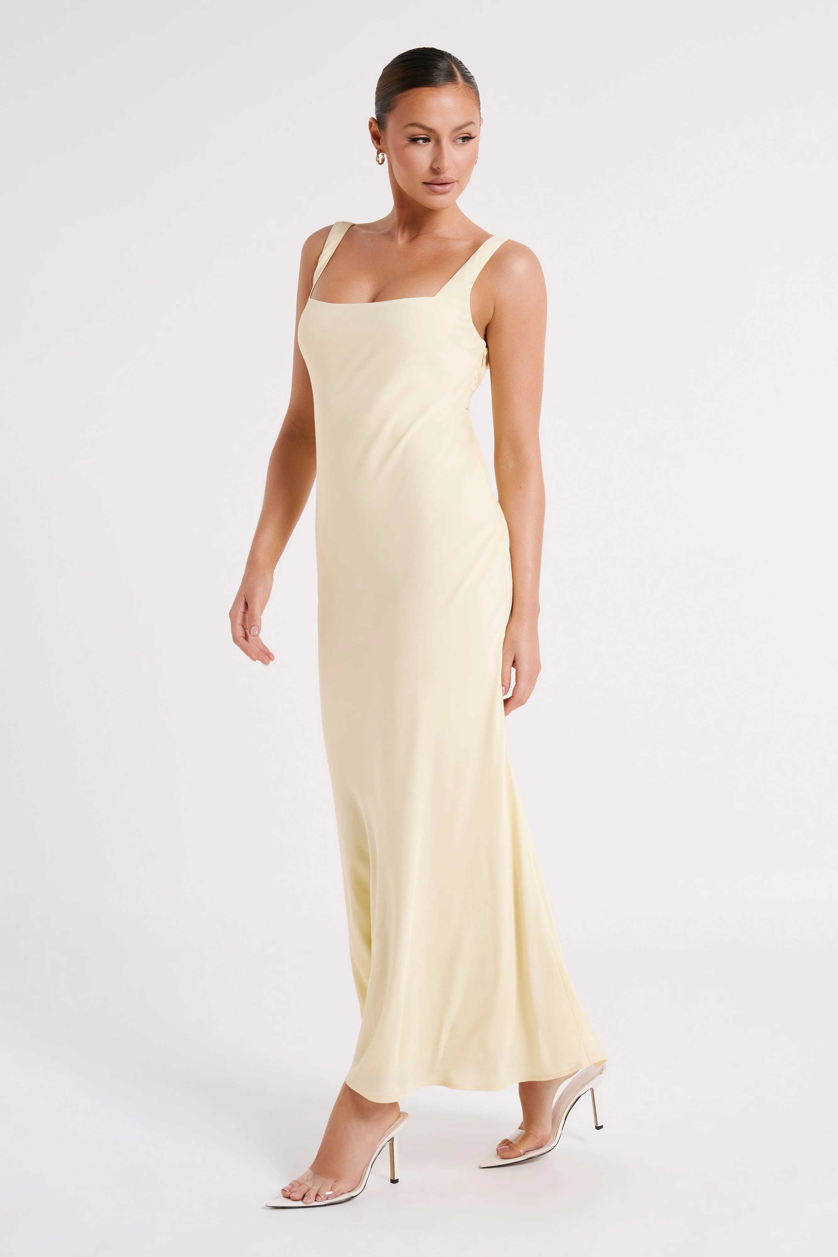 Ensley Satin Maxi Dress - Light Yellow - Image 5