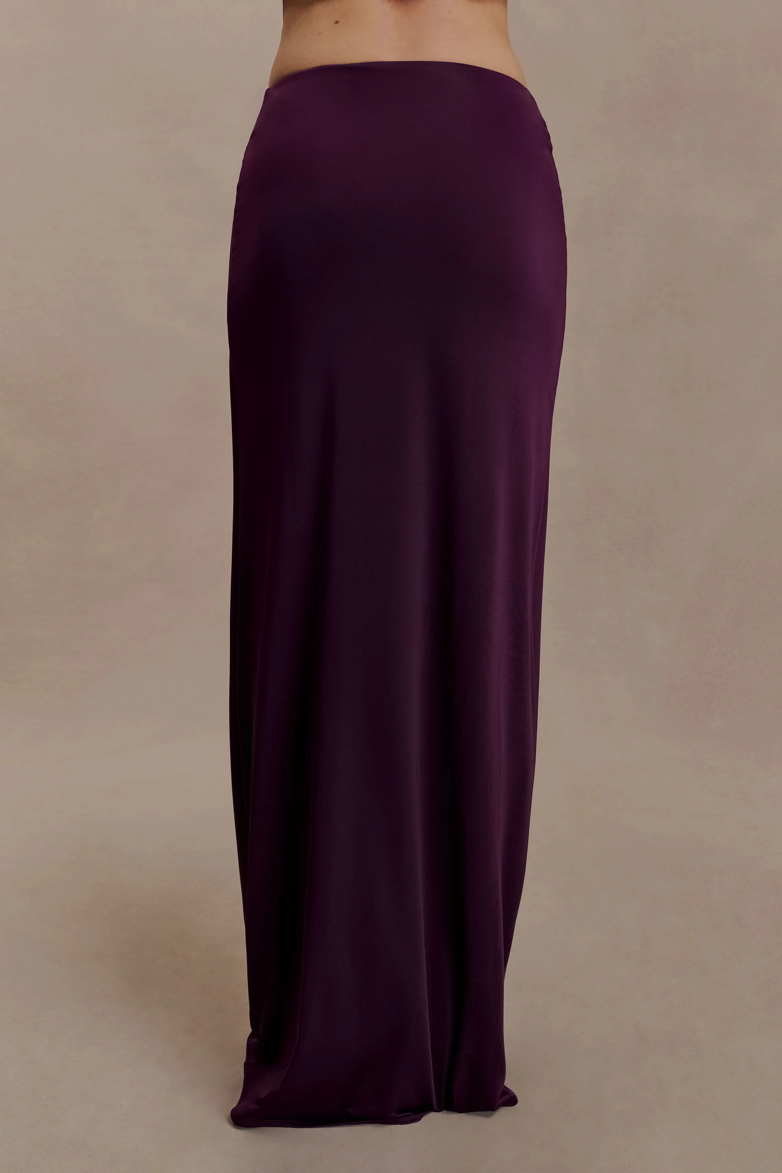 Erina Slinky Ruched Maxi Skirt With Hardware - Aubergine - Image 5