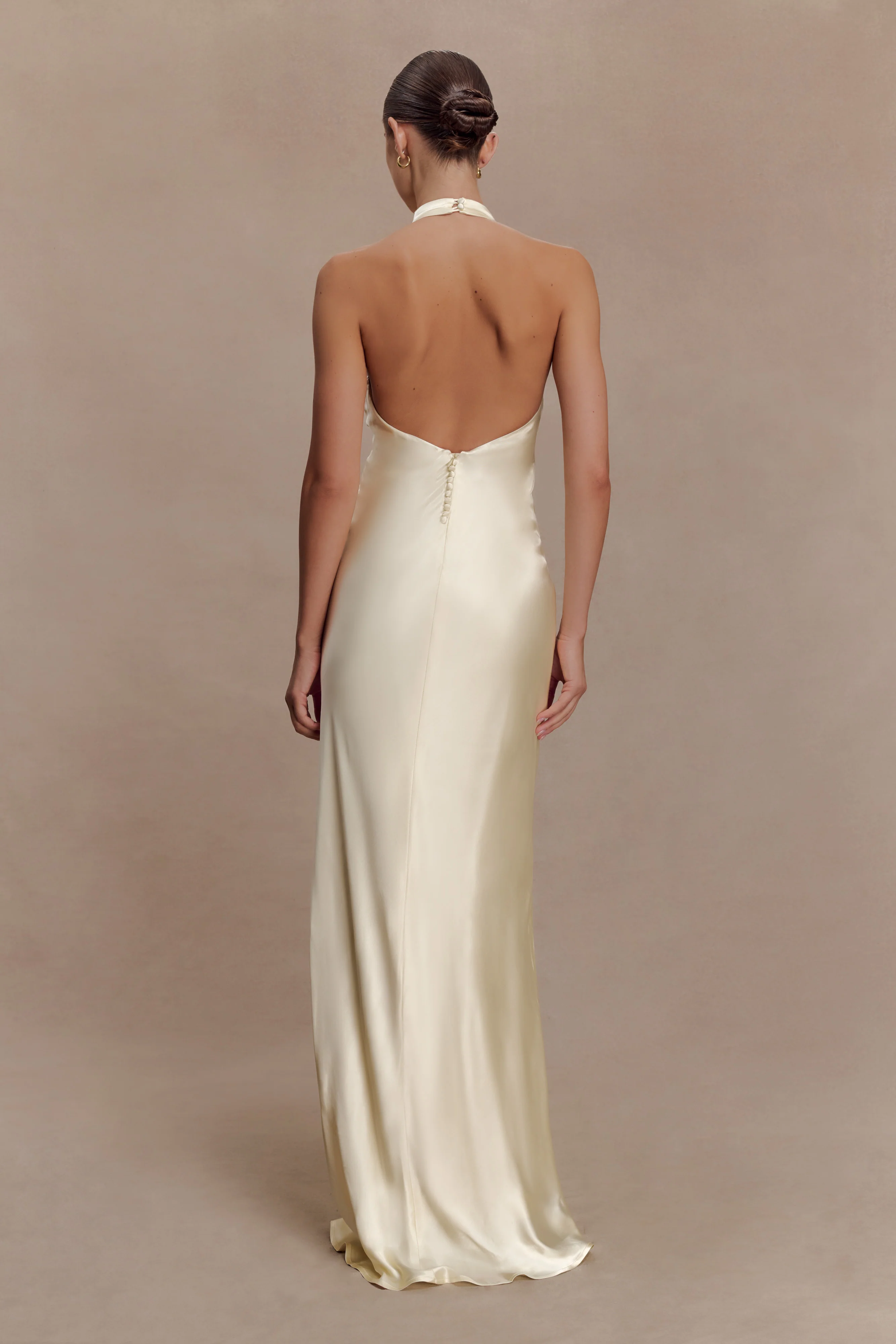 Esther Iridescent Satin Cowl Maxi Dress - Lemon Sorbet - Image 2