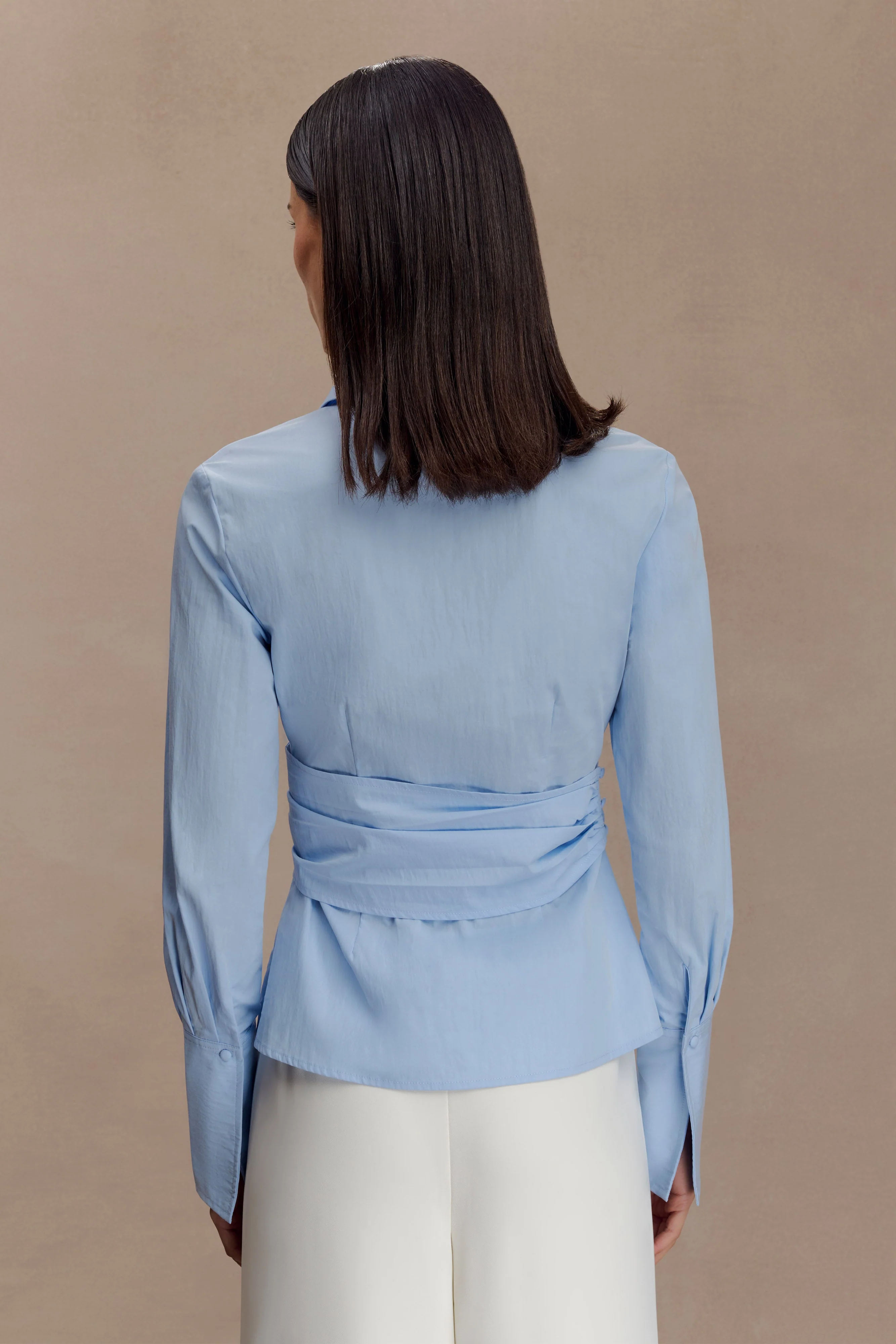 Eugenia Wrap Cotton Shirt - Blue - Image 2