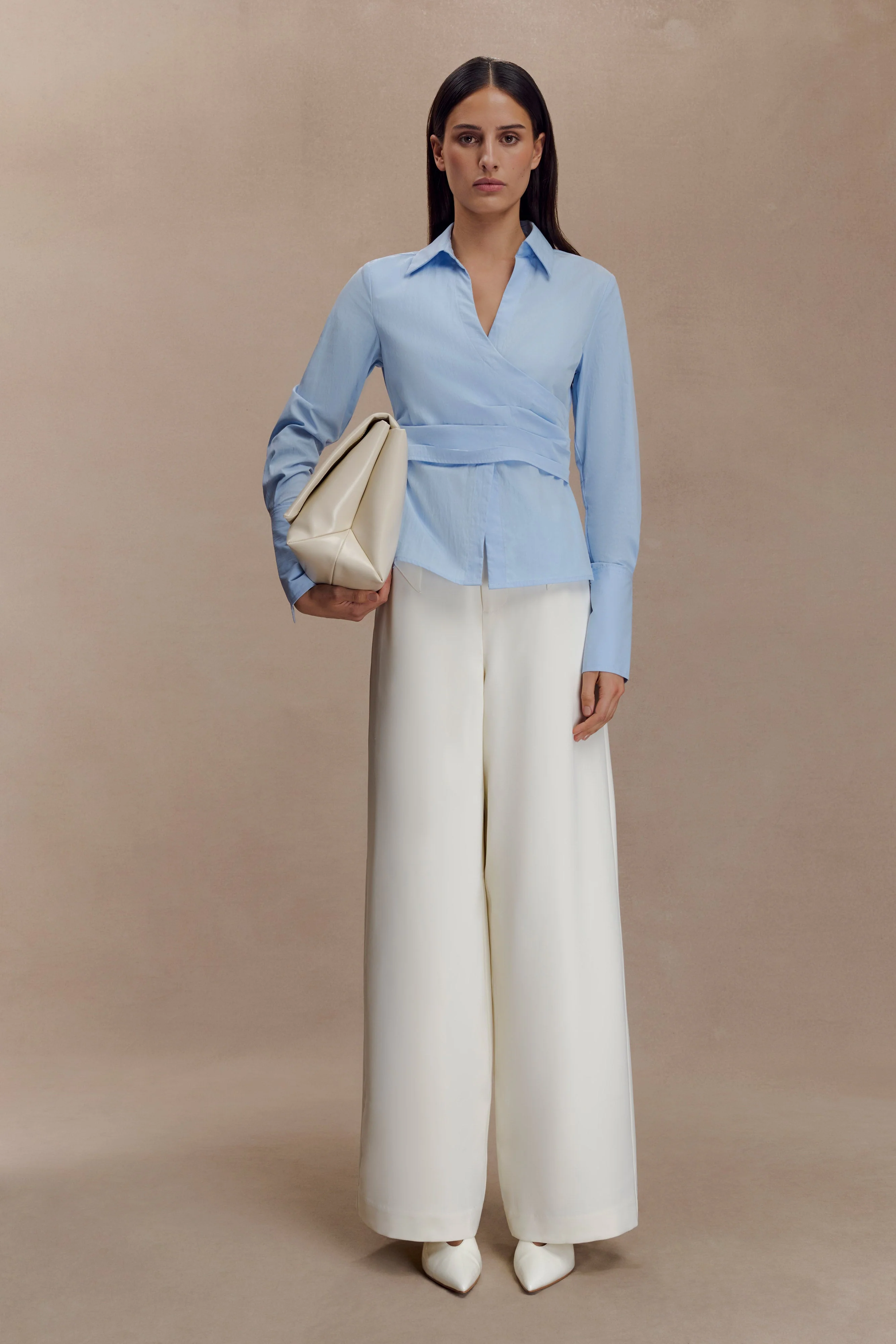 Eugenia Wrap Cotton Shirt - Blue - Image 3