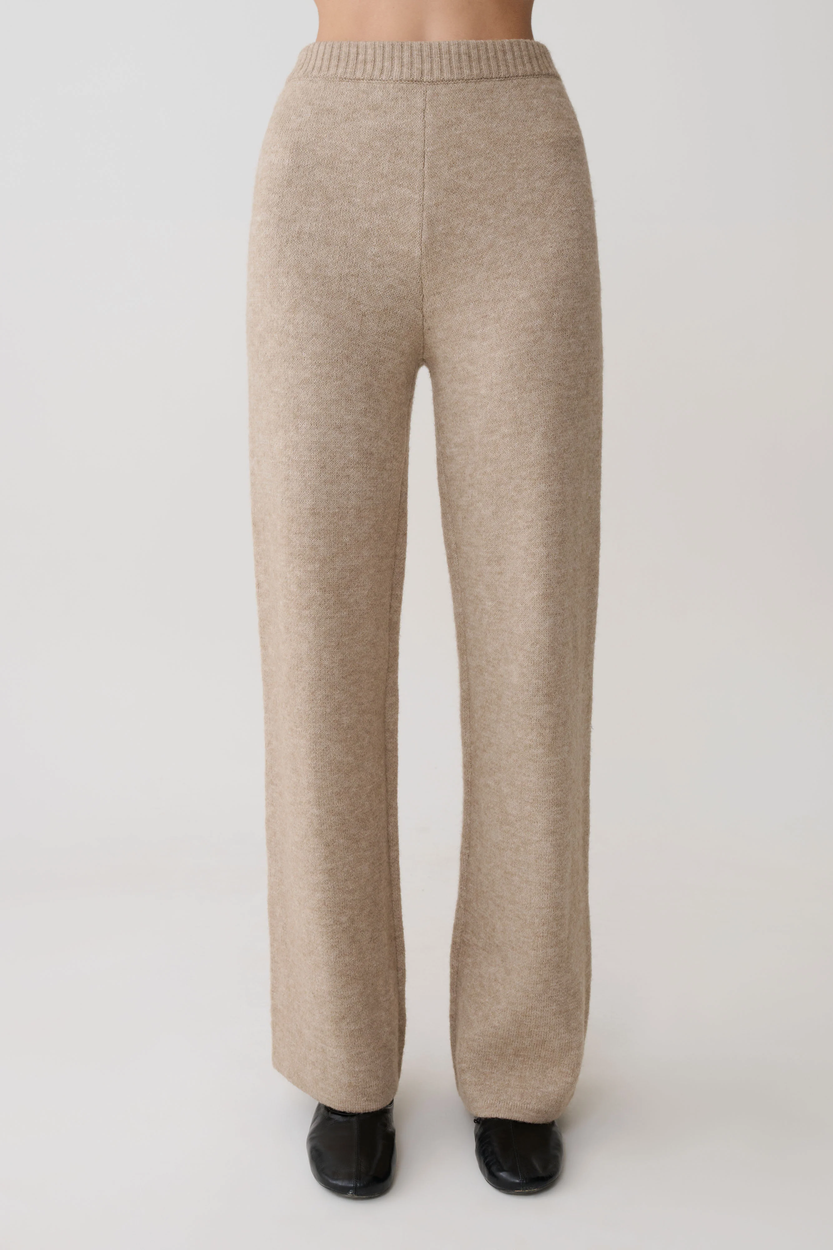 Evan Knit Wide Leg Pants - Beige Marle - Image 5