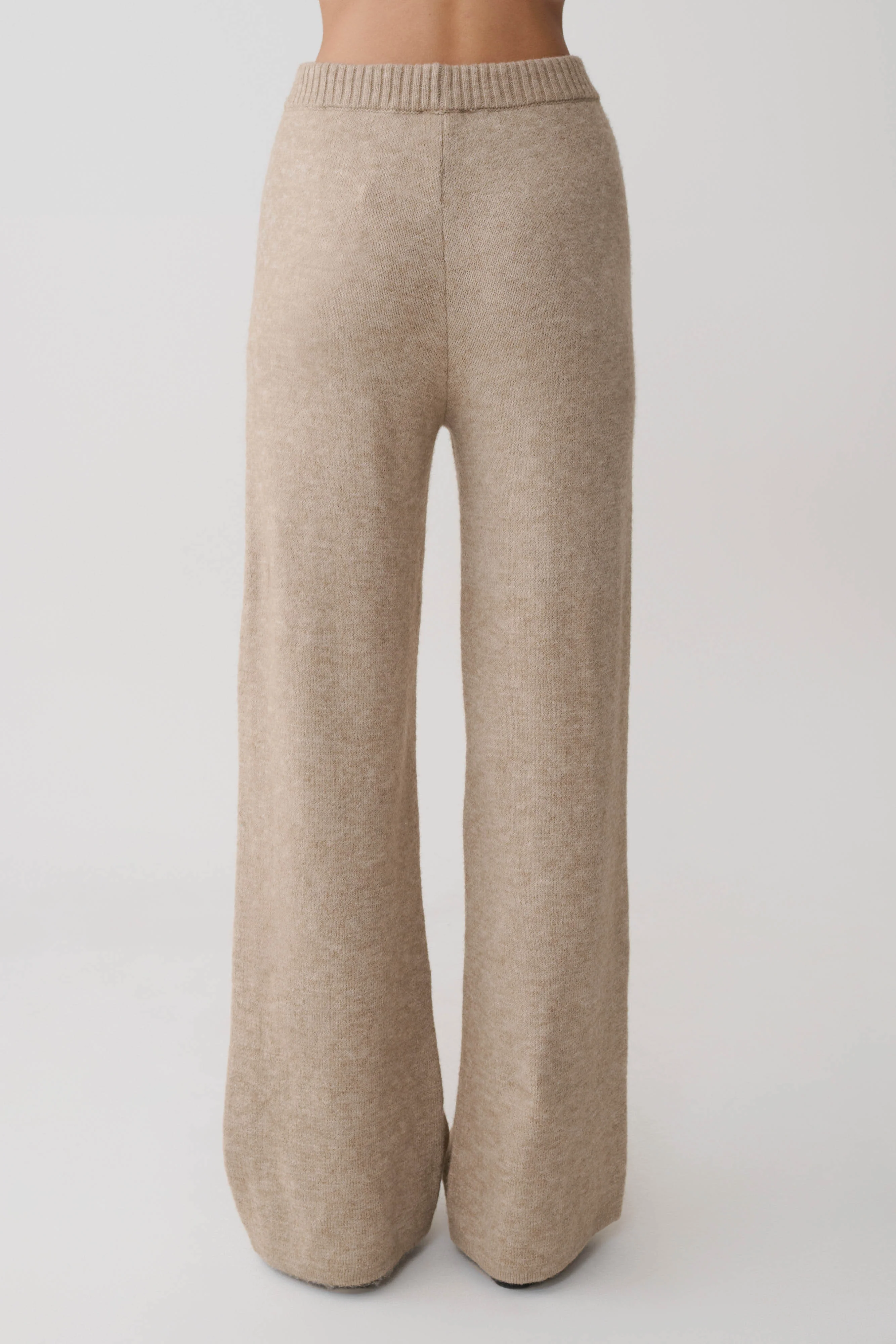 Evan Knit Wide Leg Pants - Beige Marle - Image 6