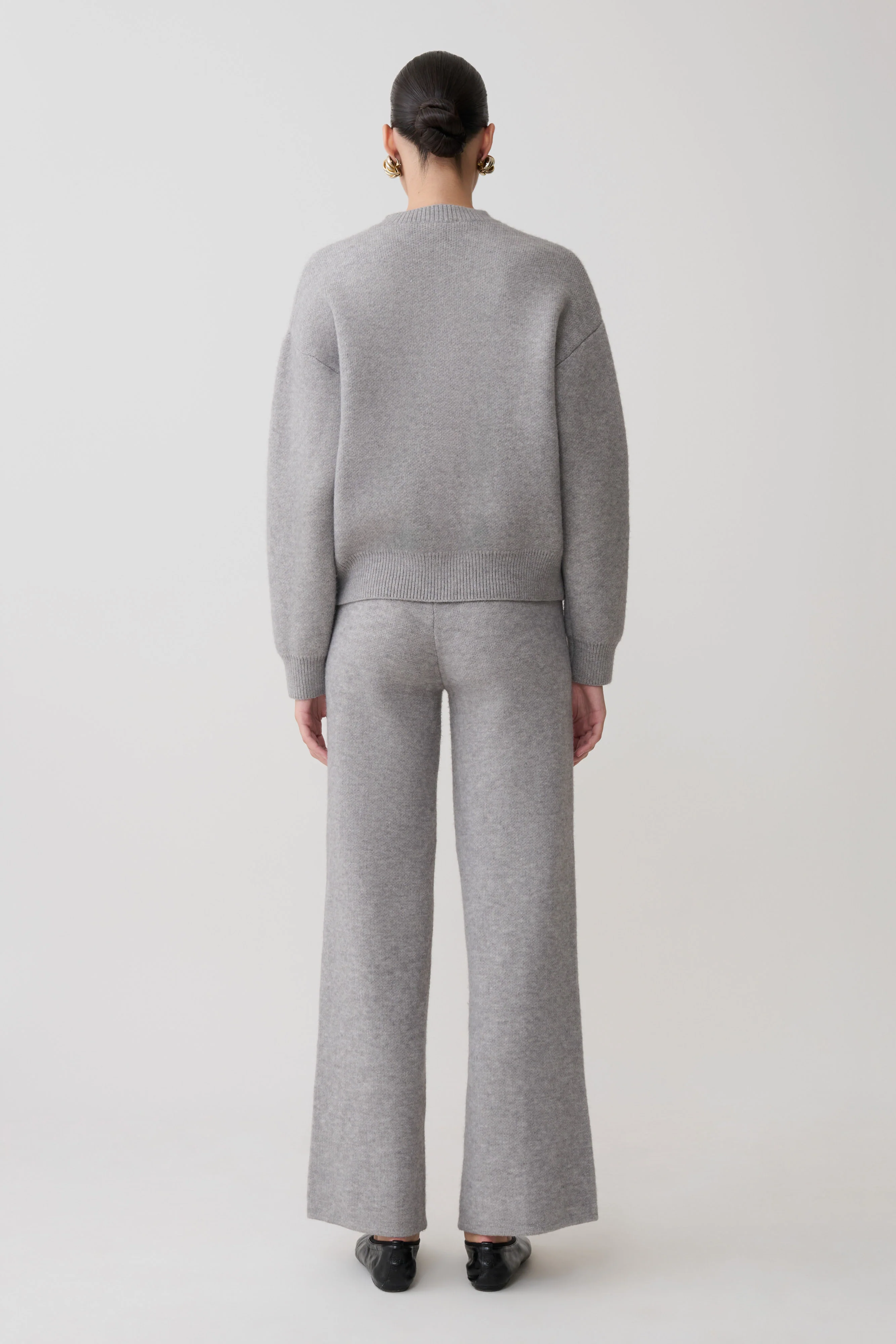 Evan Knit Wide Leg Pants - Grey Marle - Image 2
