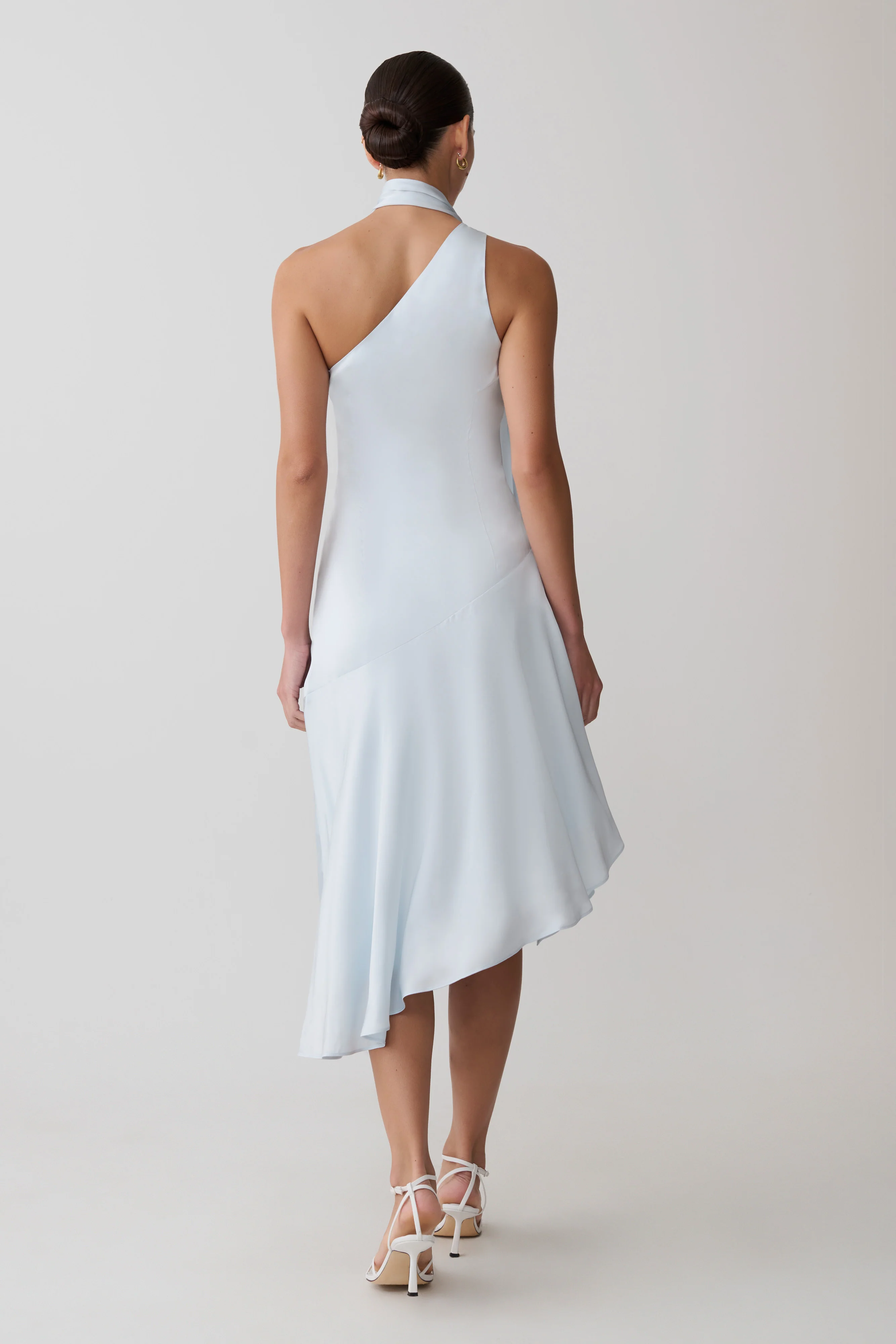 Evelina Halter Asymmetric Hem Midi Dress - Ice Blue - Image 2