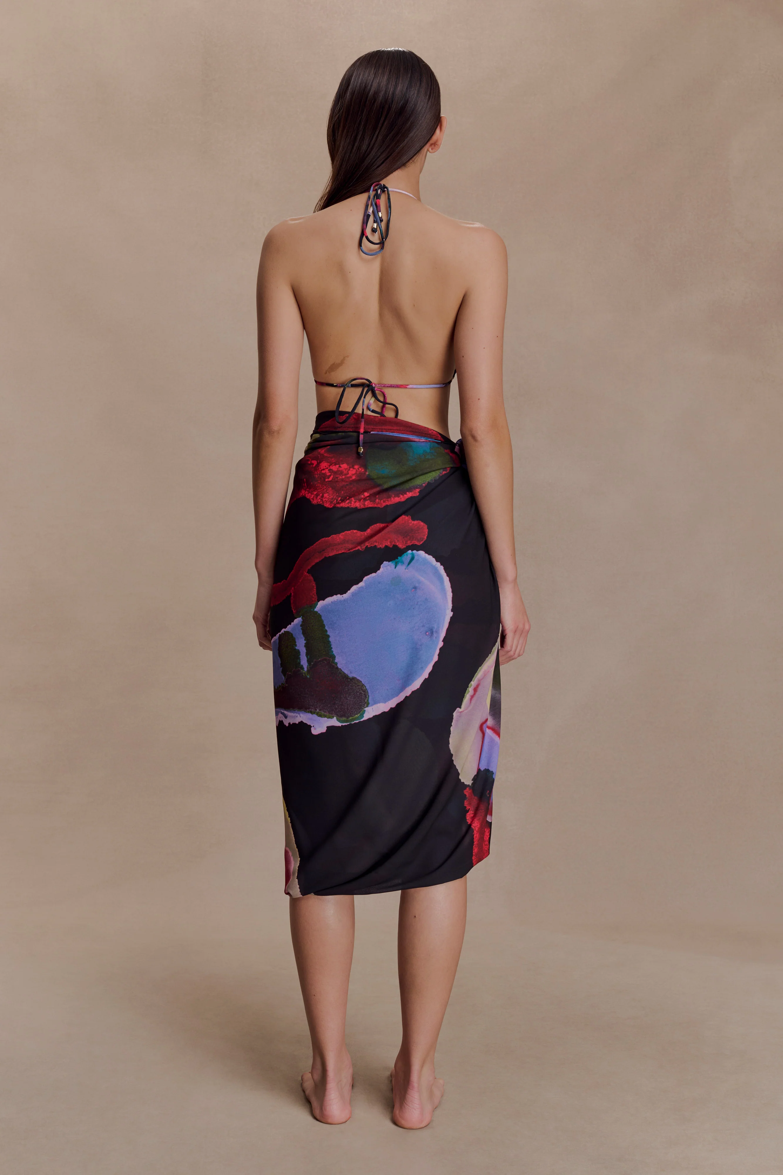 Evie Chiffon Sarong - Multi Fluid Reverie Print - Image 2