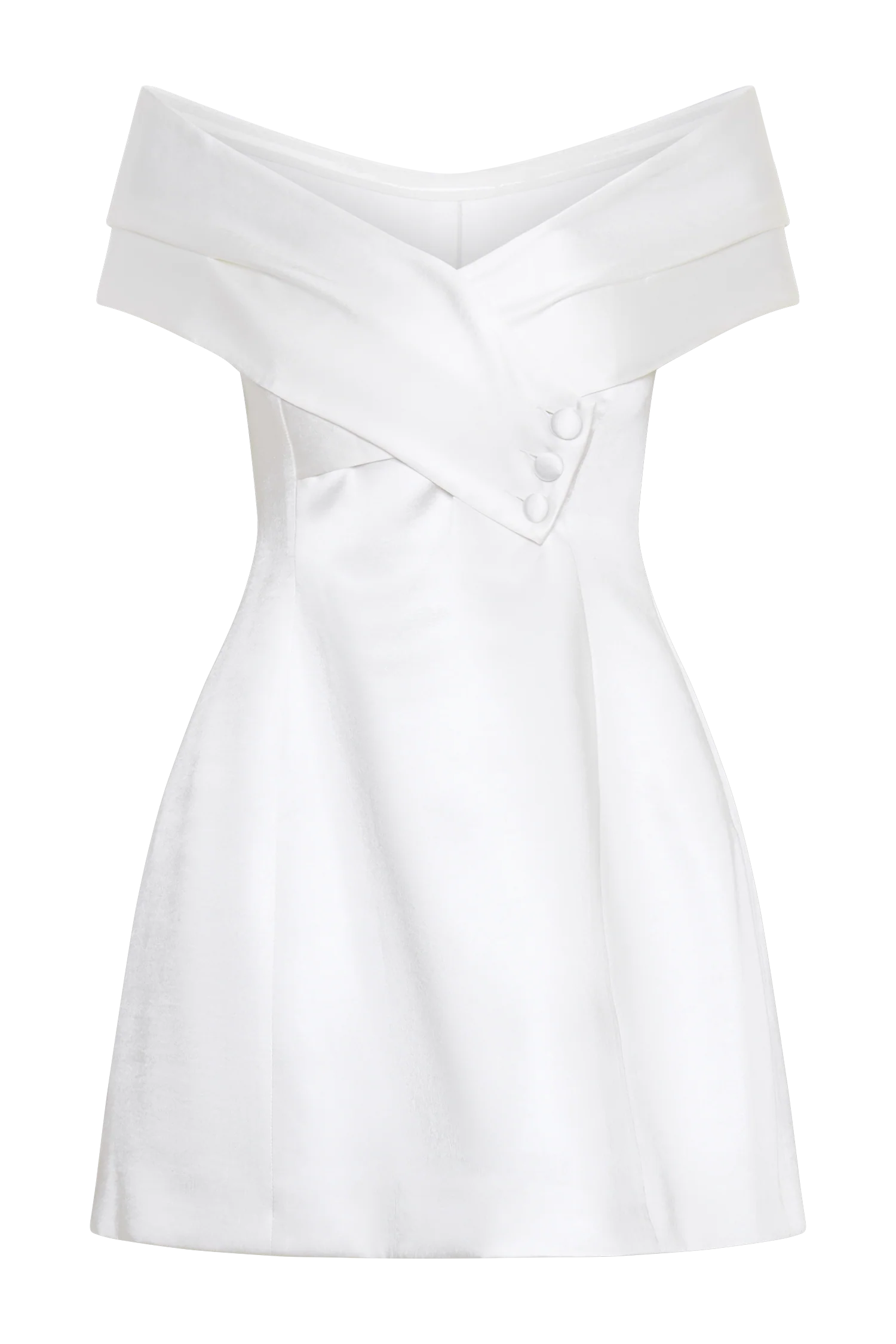 Evita Satin Off Shoulder Mini Dress - White - Image 9