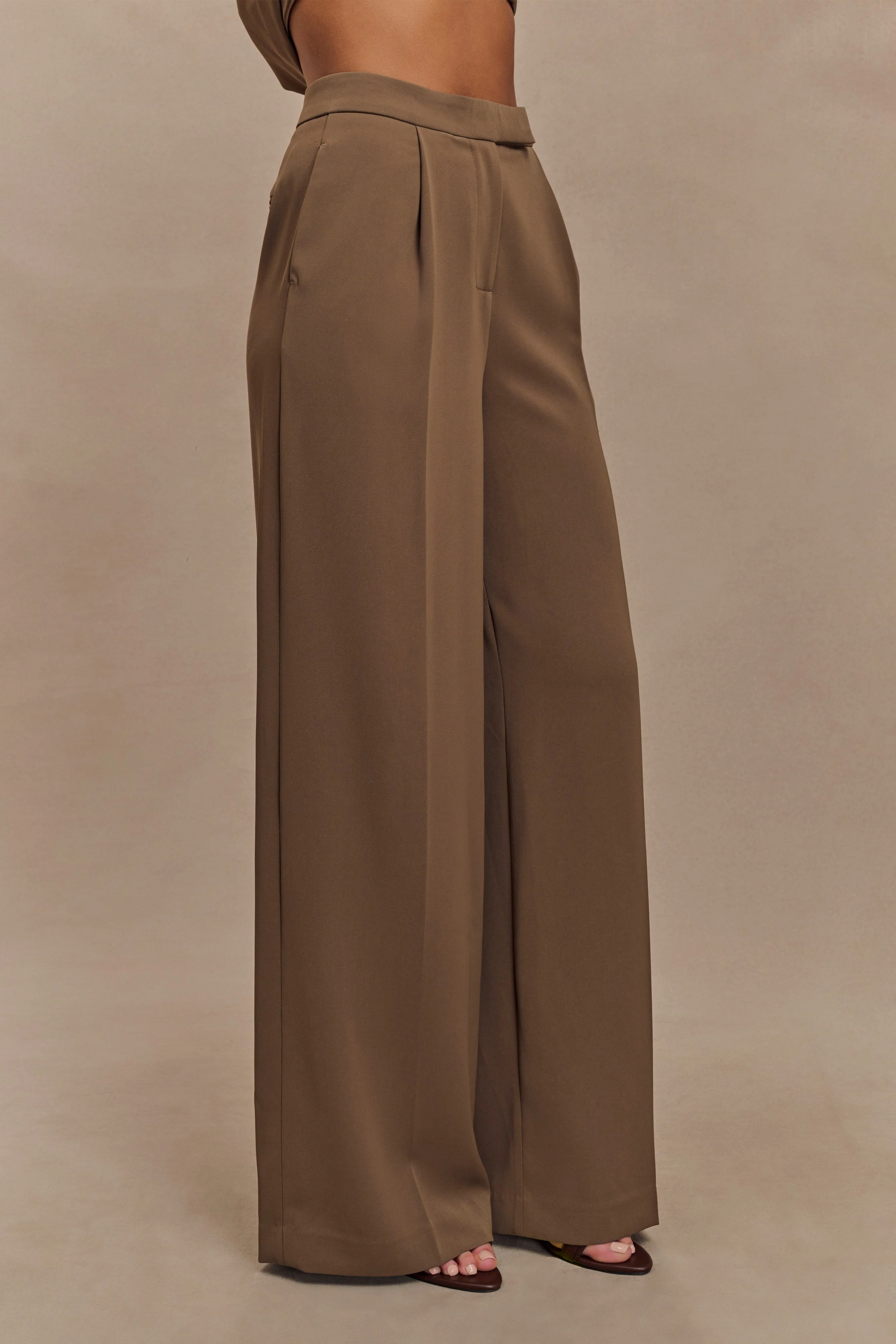 Faith Suiting Wide Leg Pant - Cacao Brown - Image 3