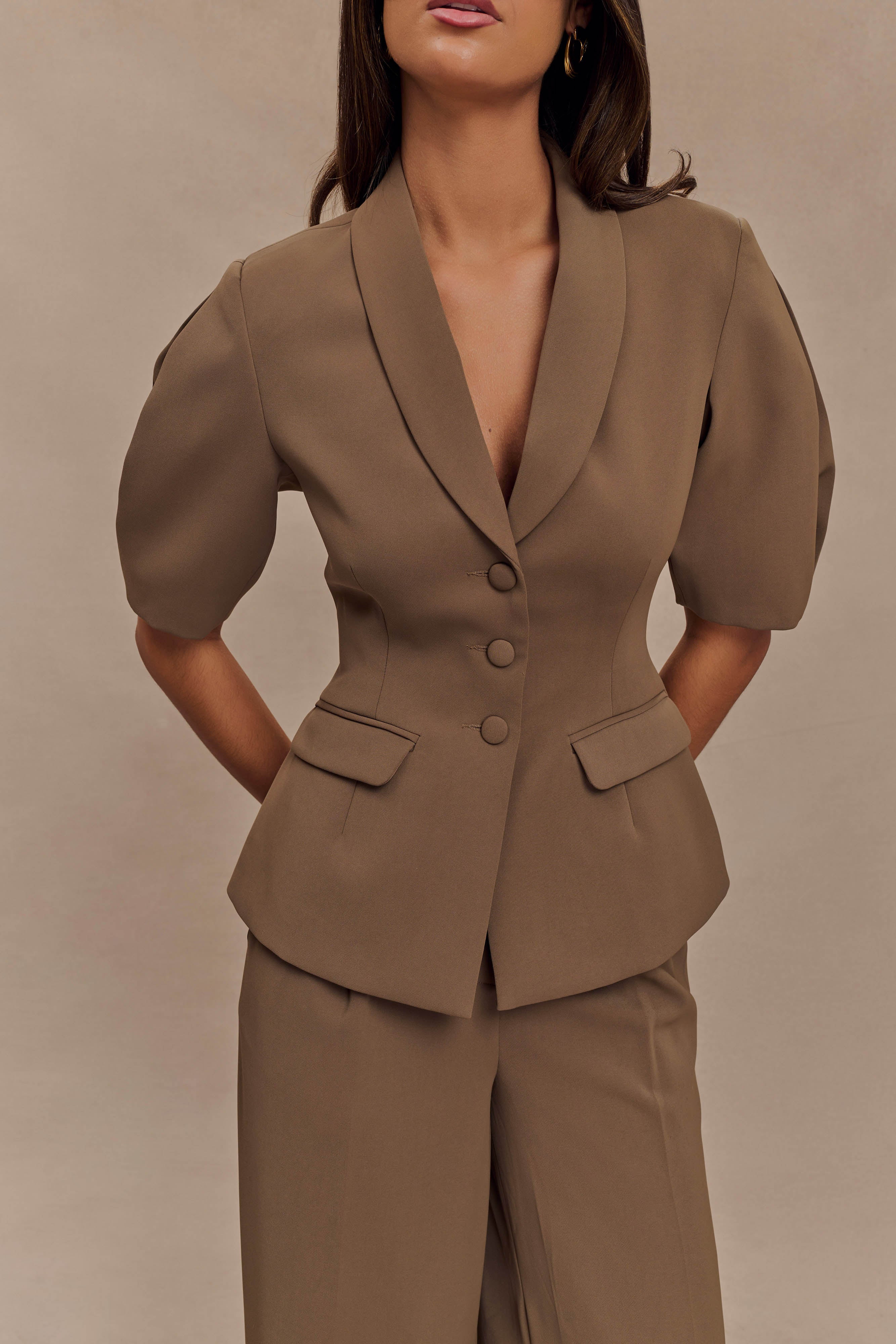 Faith Suiting Wide Leg Pant - Cacao Brown - Image 4