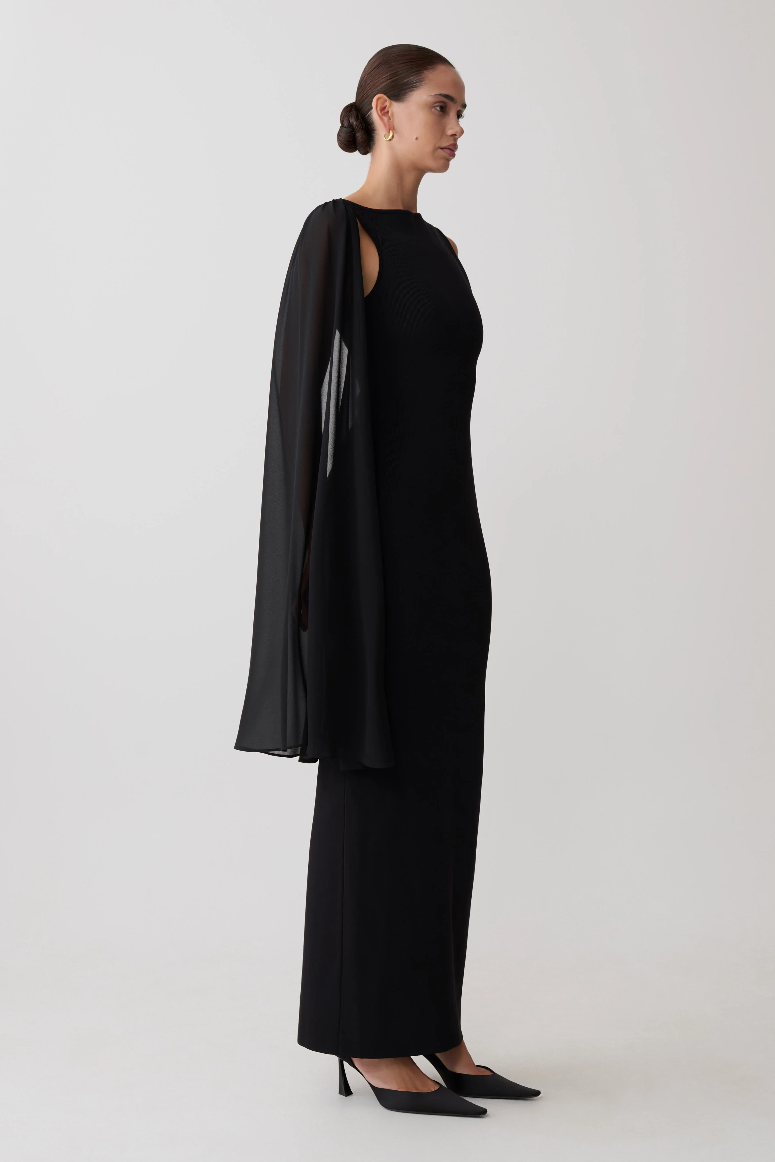Farid Bandage Midi Dress With Chiffon - Black - Image 2