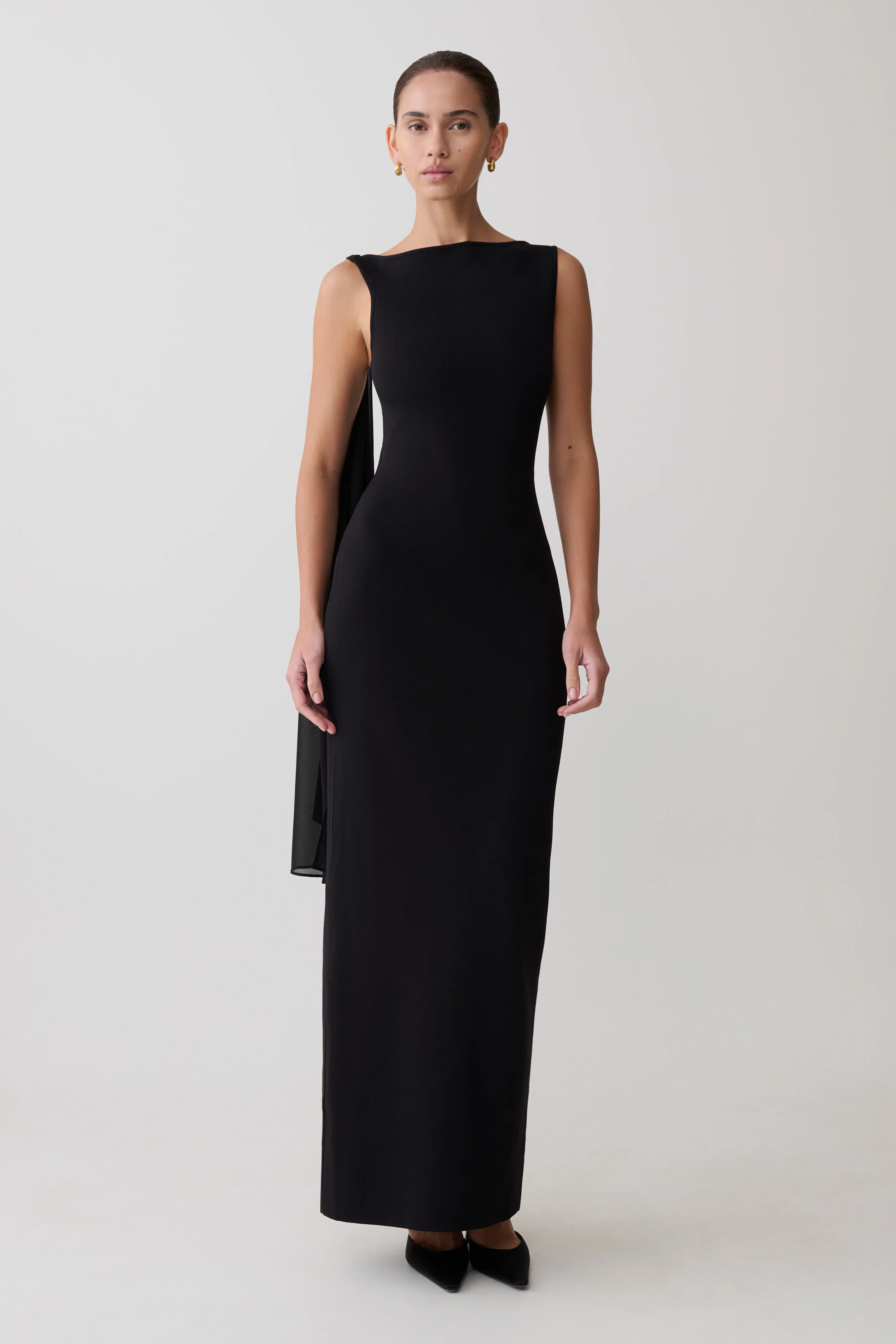 Farid Bandage Midi Dress With Chiffon - Black - Image 4