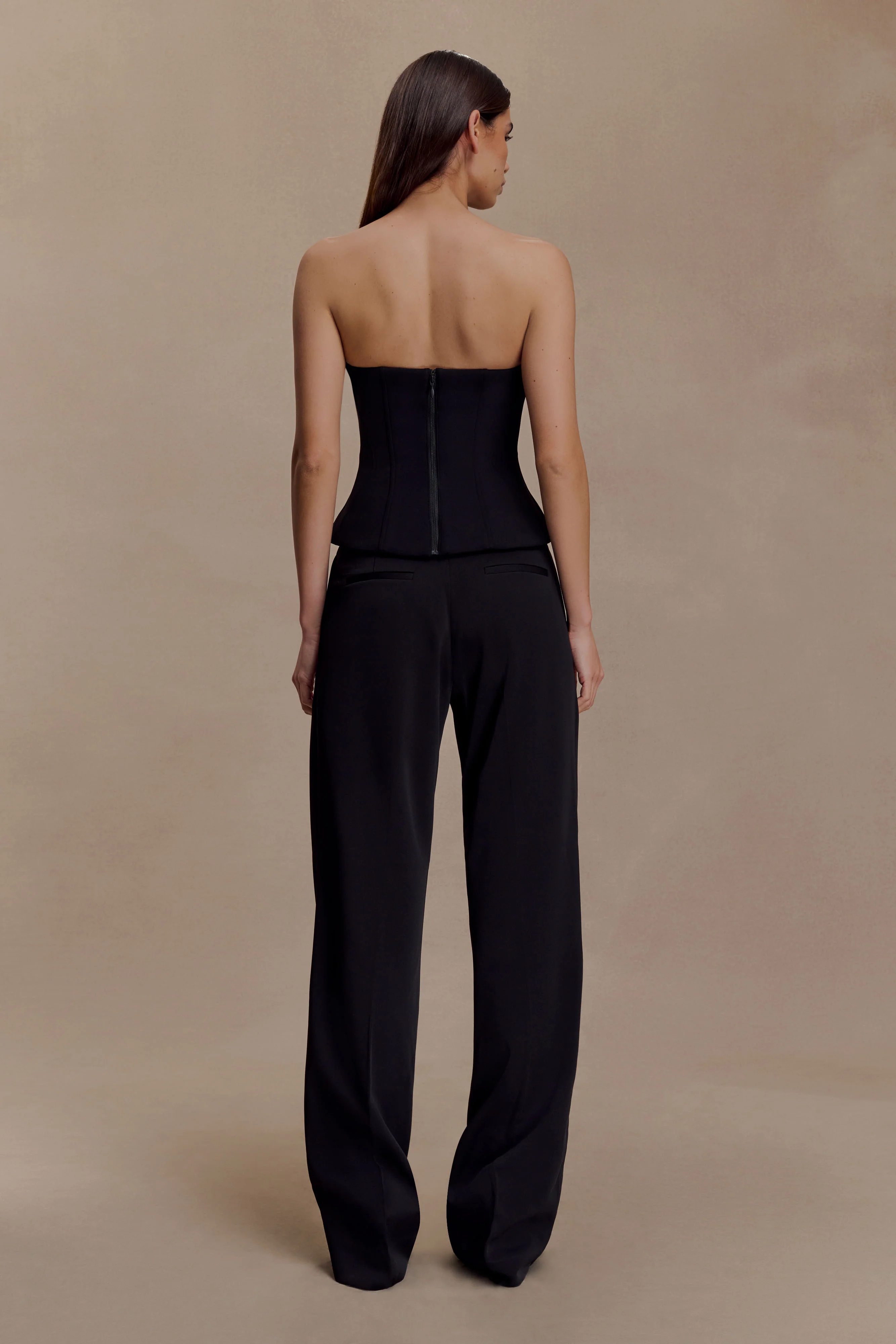 Fatima Satin Straight Leg Pant - Black - Image 2