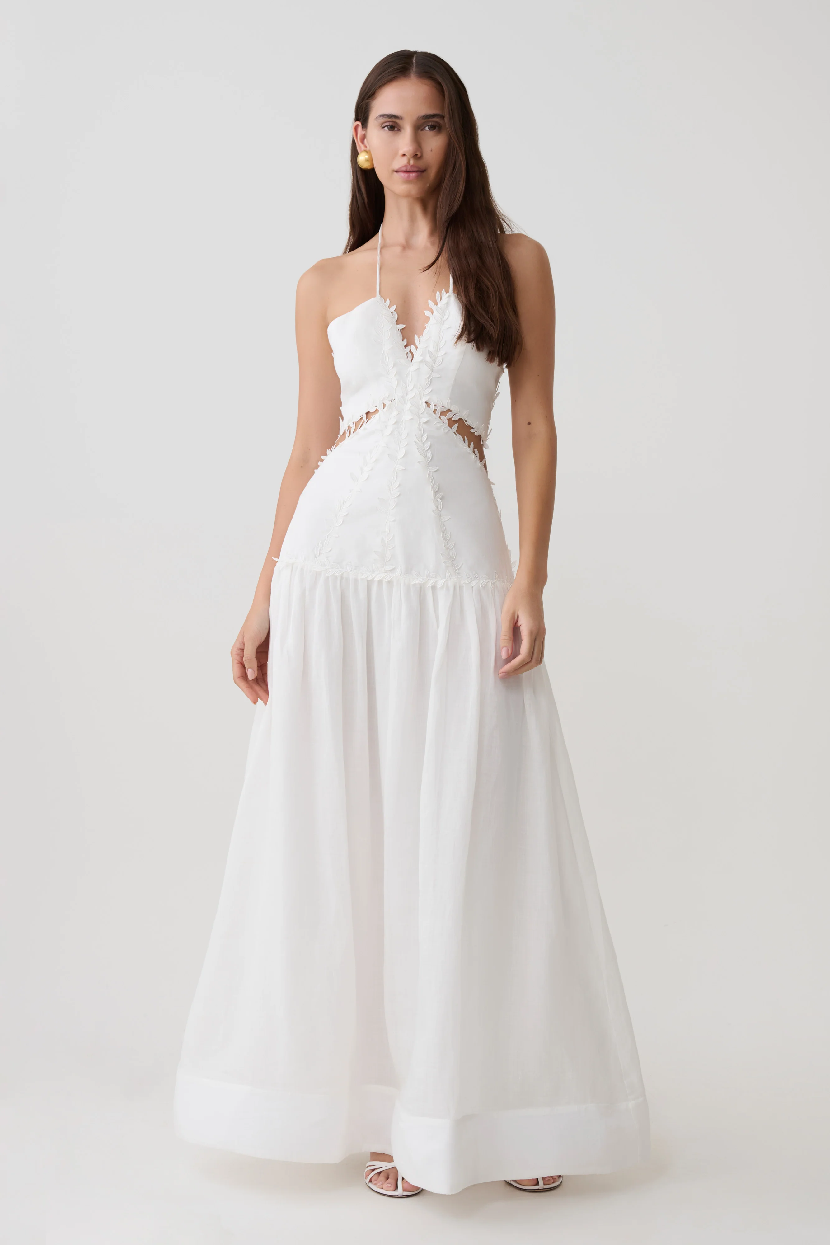 Fiona Linen Halter Maxi Dress - White - Image 5