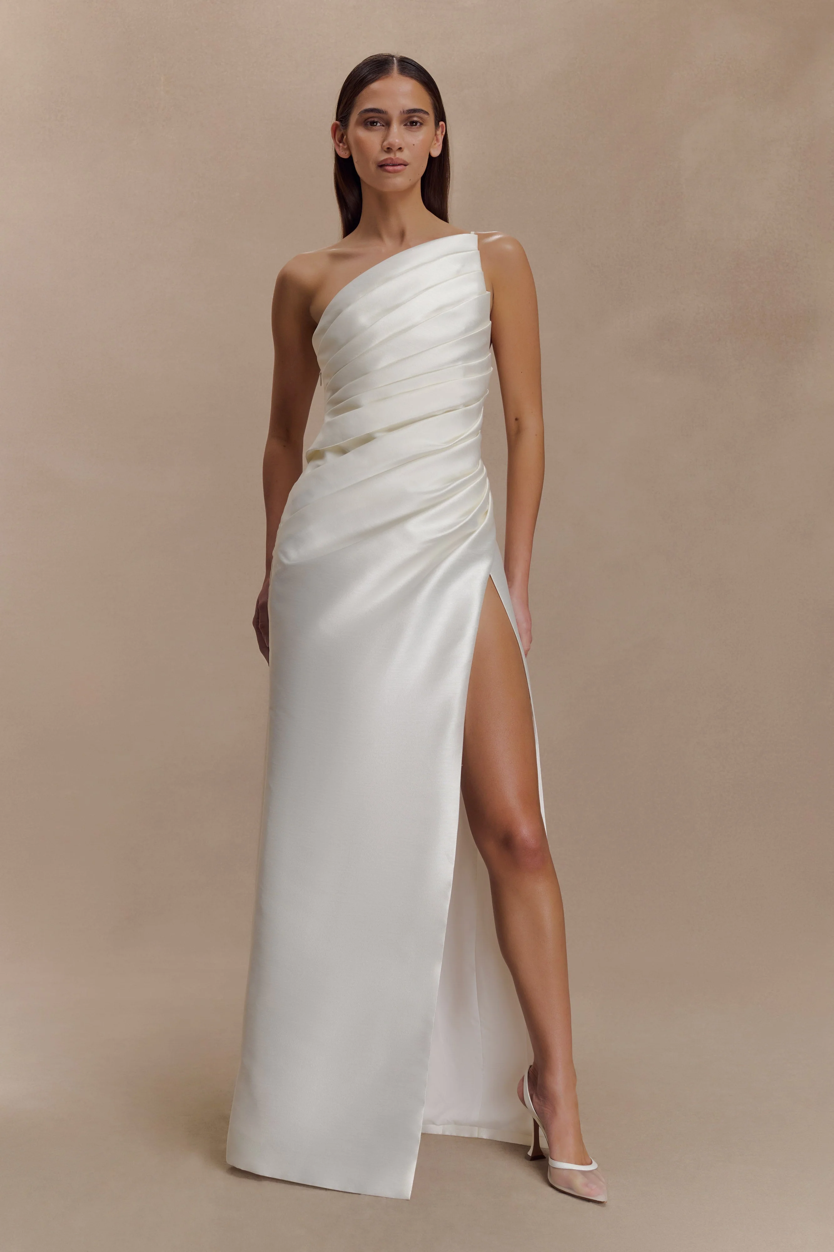 Francine One Shoulder Maxi Dress - Ivory - Image 2