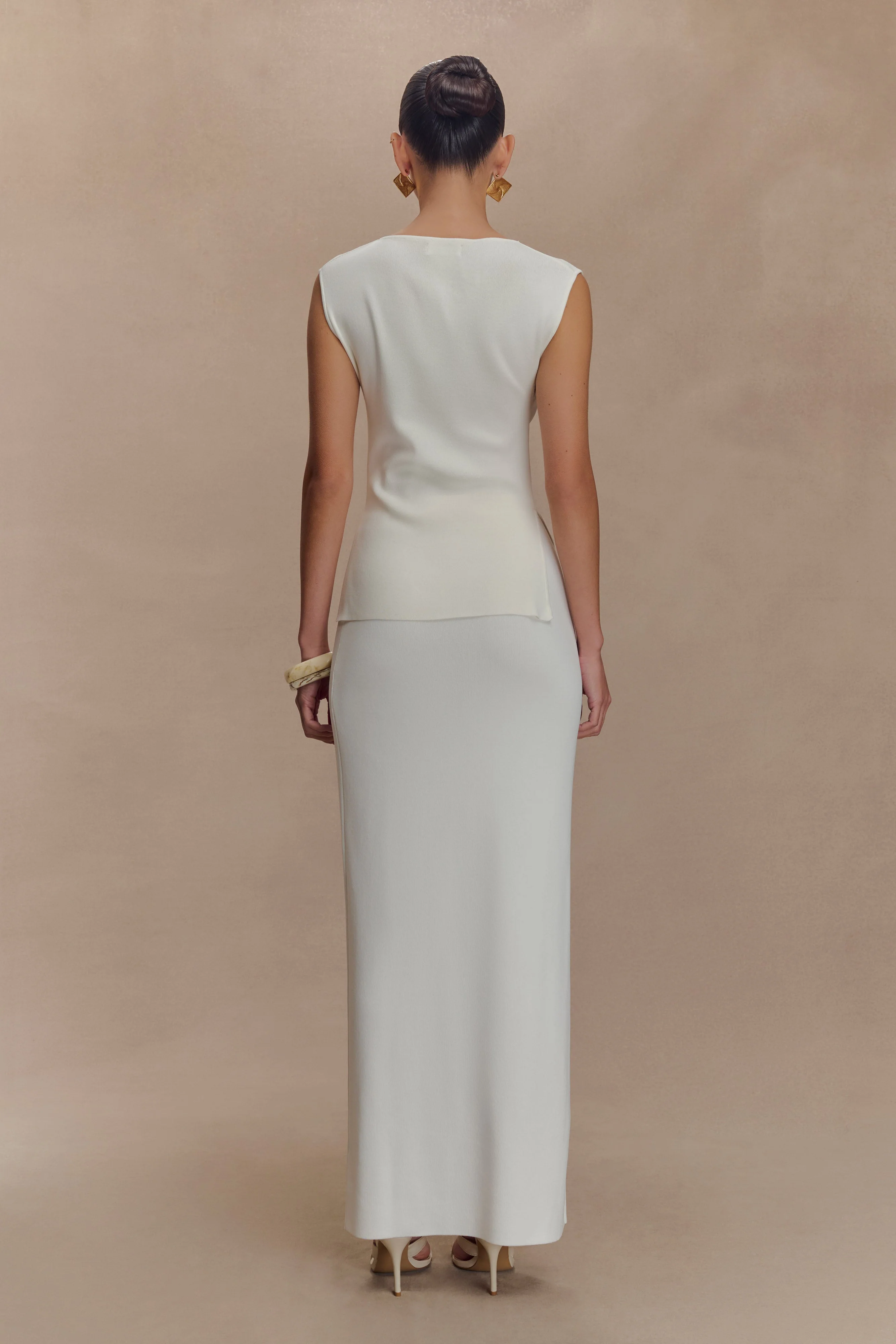 Francisca Cowl Neck Knit Top - White - Image 5