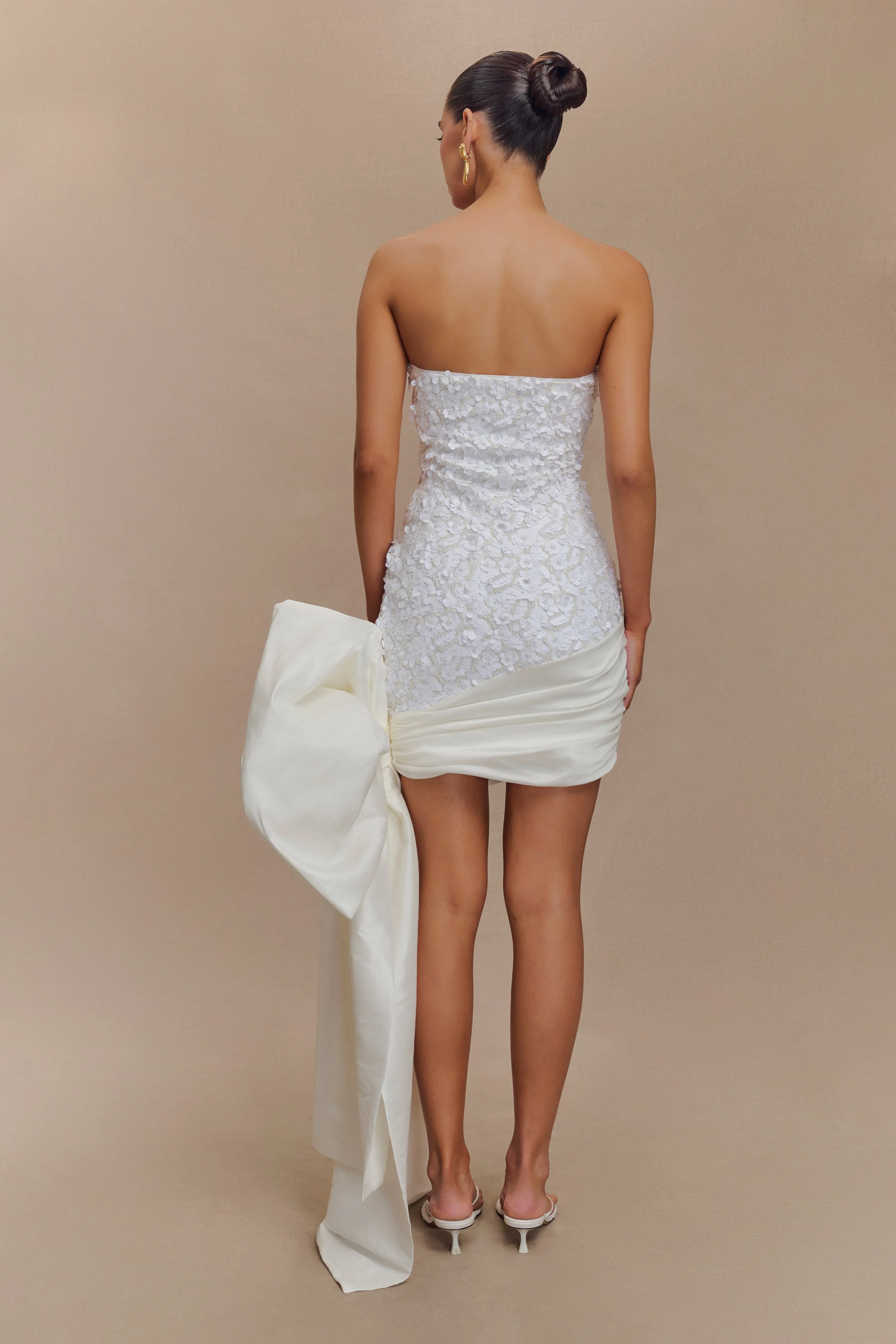 Franka Strapless Bow Mini Dress - White - Image 2