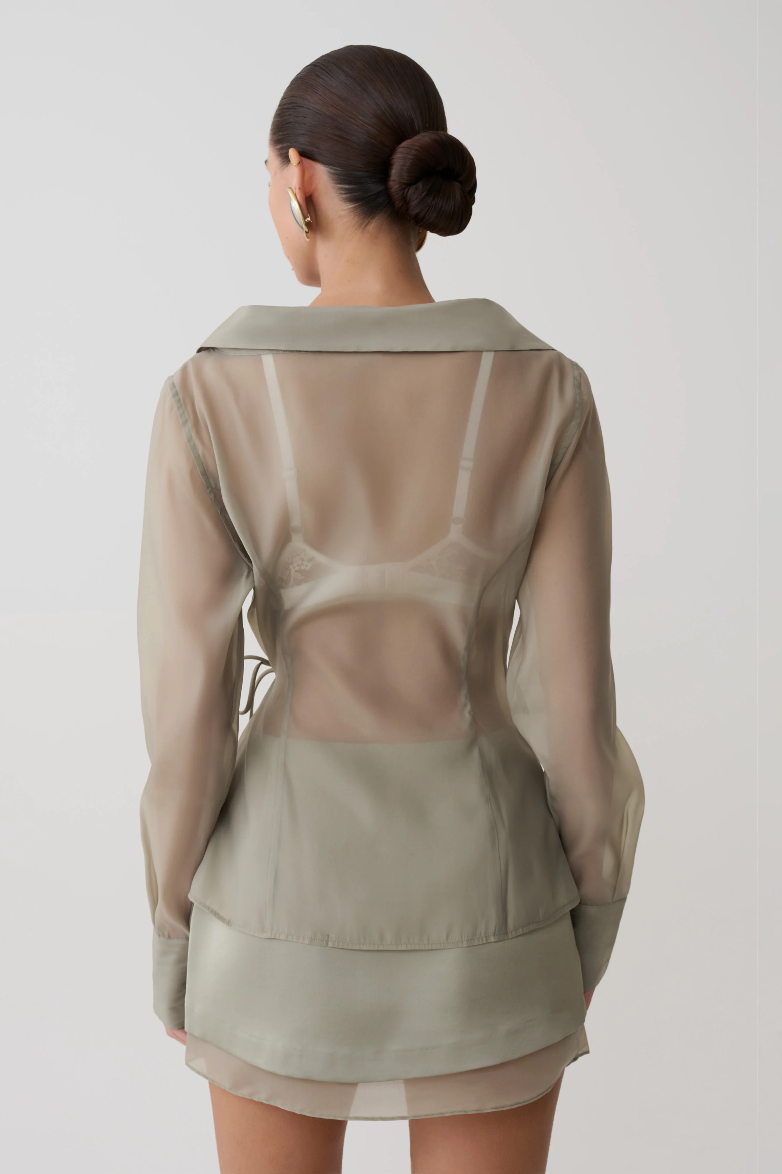 Frankie Organza Cross Over Shirt - Smoke - Image 3