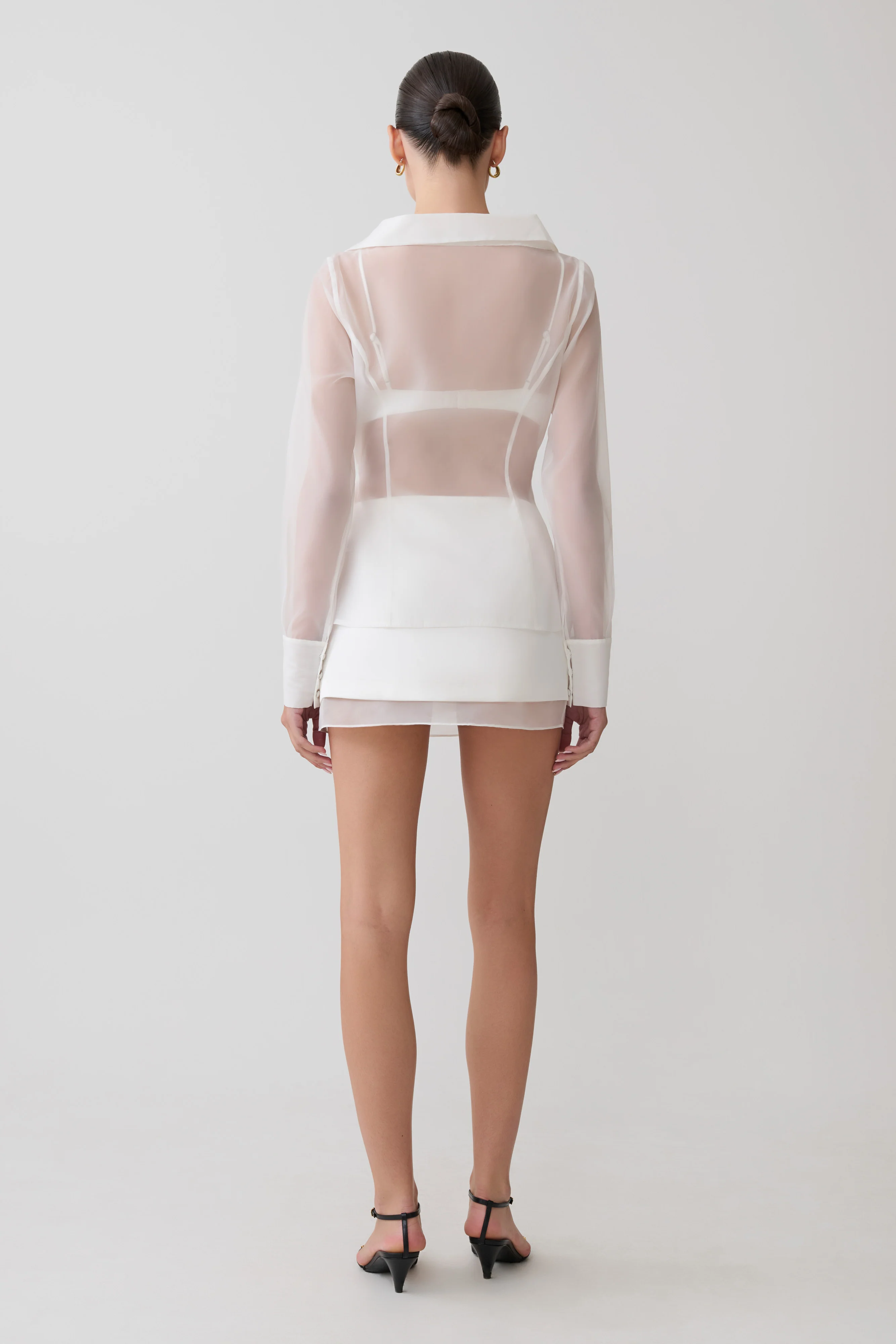 Frankie Organza Cross Over Shirt - White - Image 3
