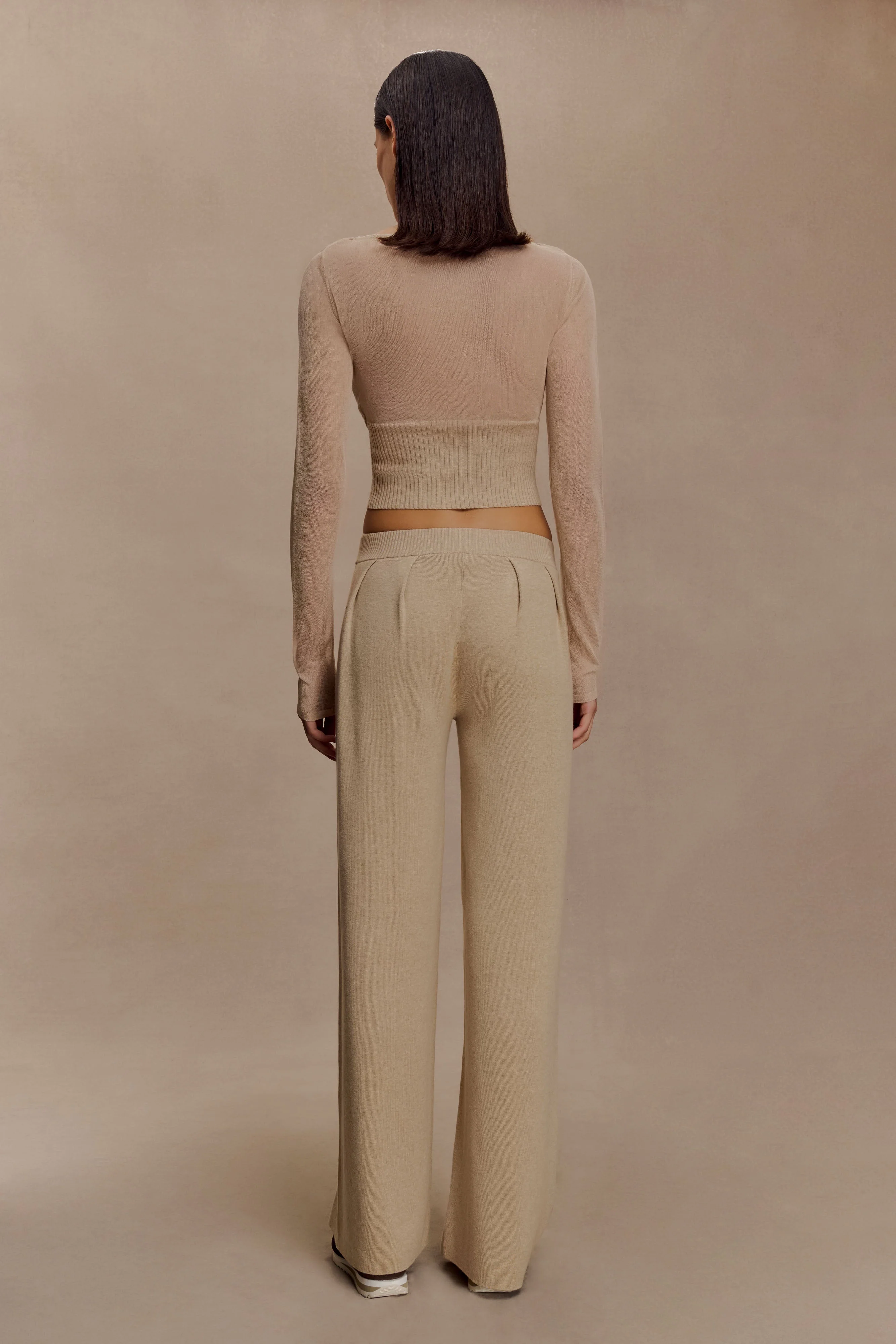Frannie Gathered Silk Blend Knit Pants - Sand - Image 4