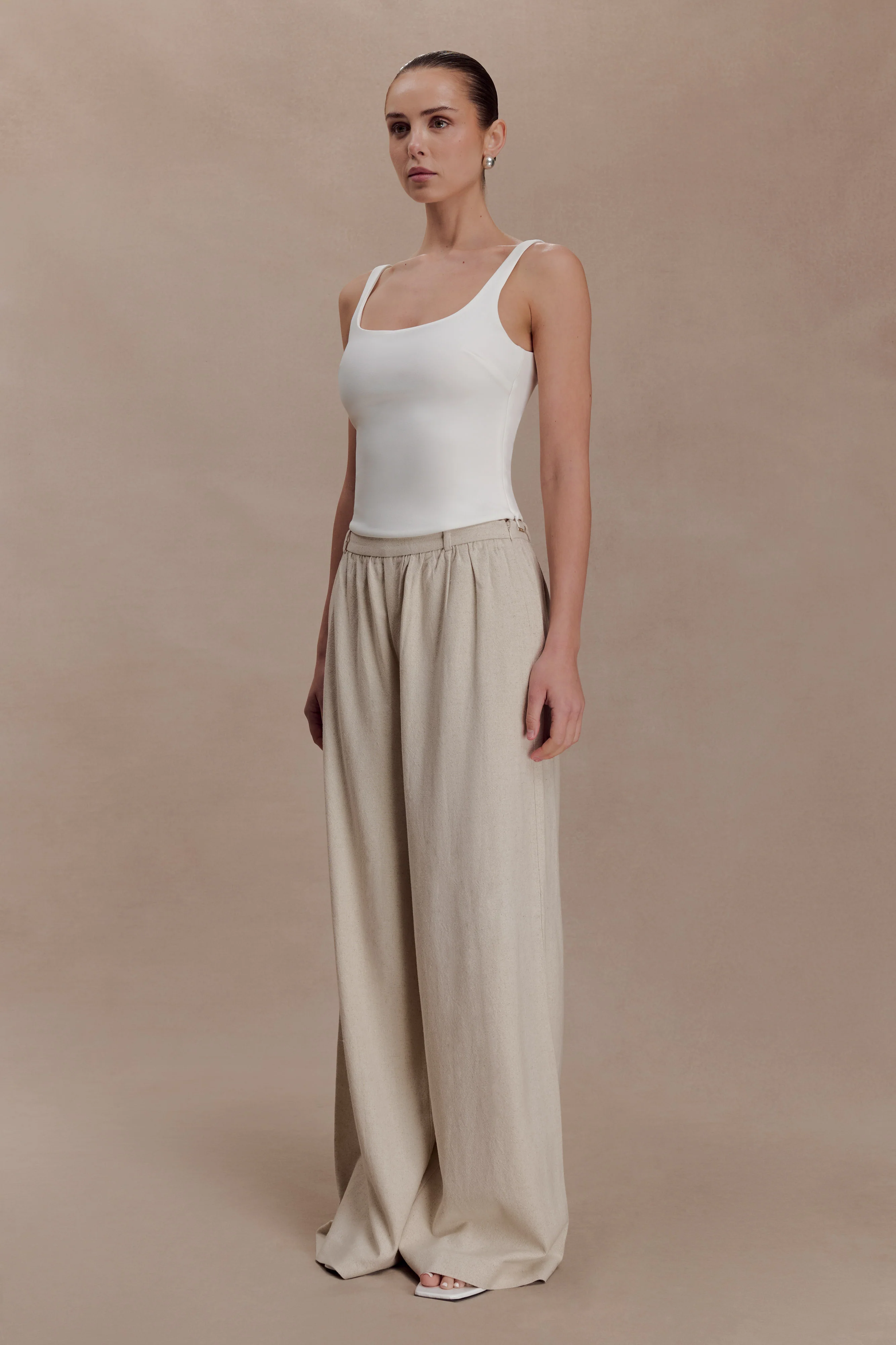 Gabby Straight Leg Linen Pants - Natural - Image 4