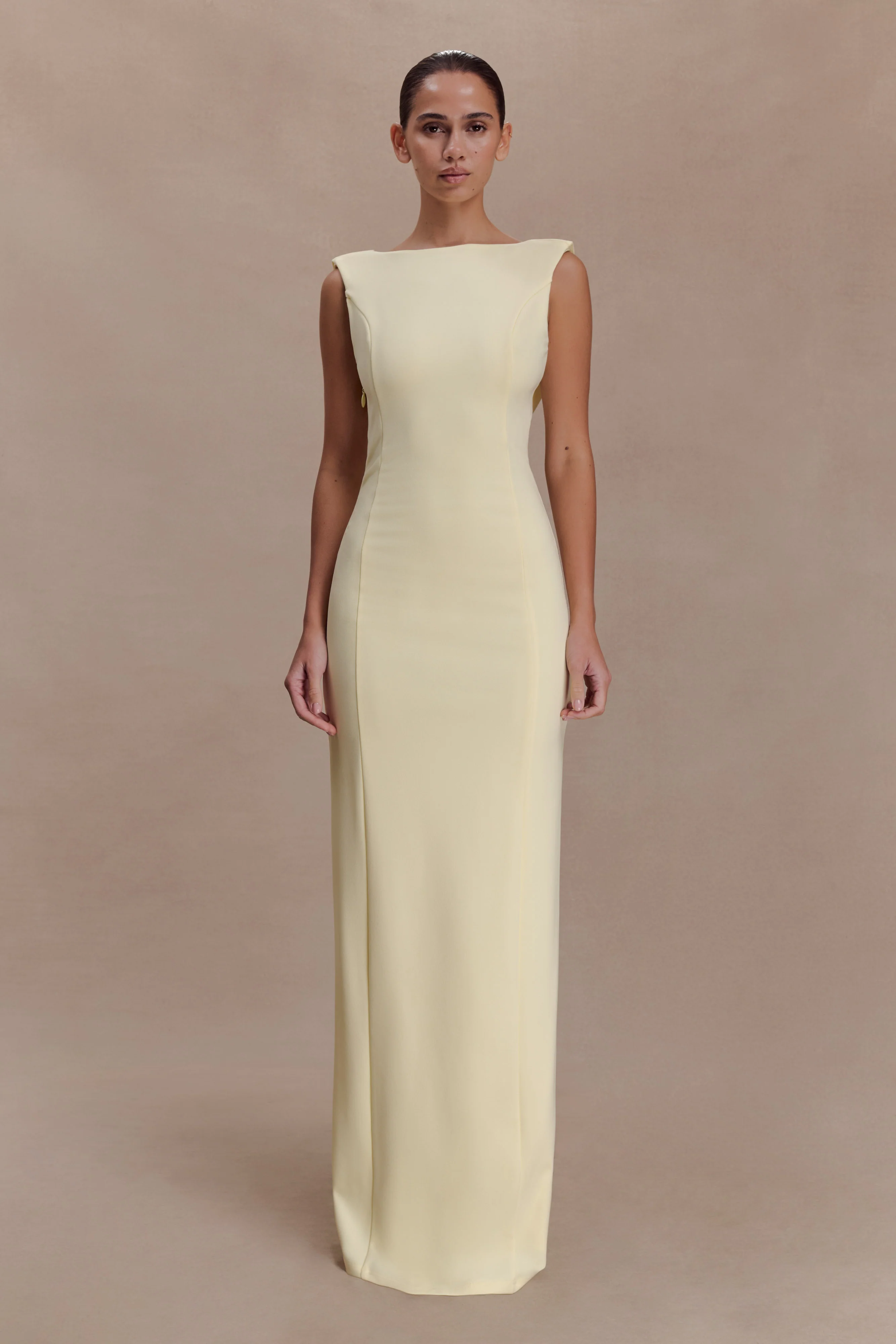 Galilea Crepe Draped Maxi Dress - Lemon - Image 2